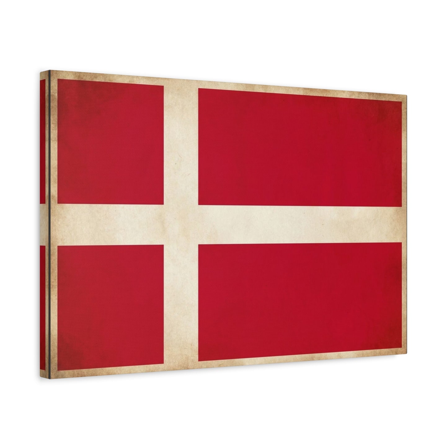 Denmark Flag Canvas Wall Art - Danish Flag Print, Vintage Nordic Decor - Minimalist Red And White Artwork - Living Room Wall Decor, Office Accent - Bedroom Home Decoration - Bedroom Home Decoration