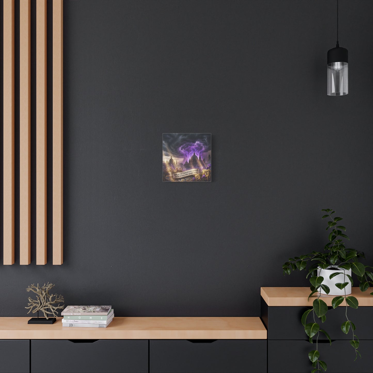 "You Are Not Required To Set Yourself On Fire" Canvas Wall Art - Gothic Castle Quote Decor, Purple Storm Sky, Crown And Iris Fantasy Print - Bedroom Home Decoration, Living Room Accent - Ready to Hang