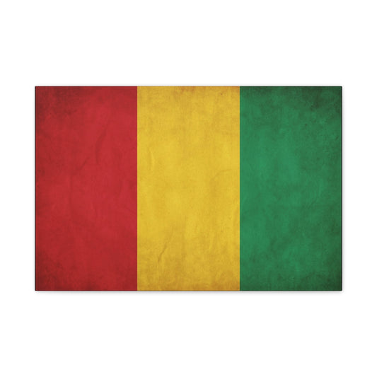 Guinea Flag Canvas Wall Art - Red Yellow Green Tricolor National Print - Vintage Textured Cotton Look - Pan African Style - Living Room Wall Decor - Bedroom Home Decoration - Bedroom Home Decoration