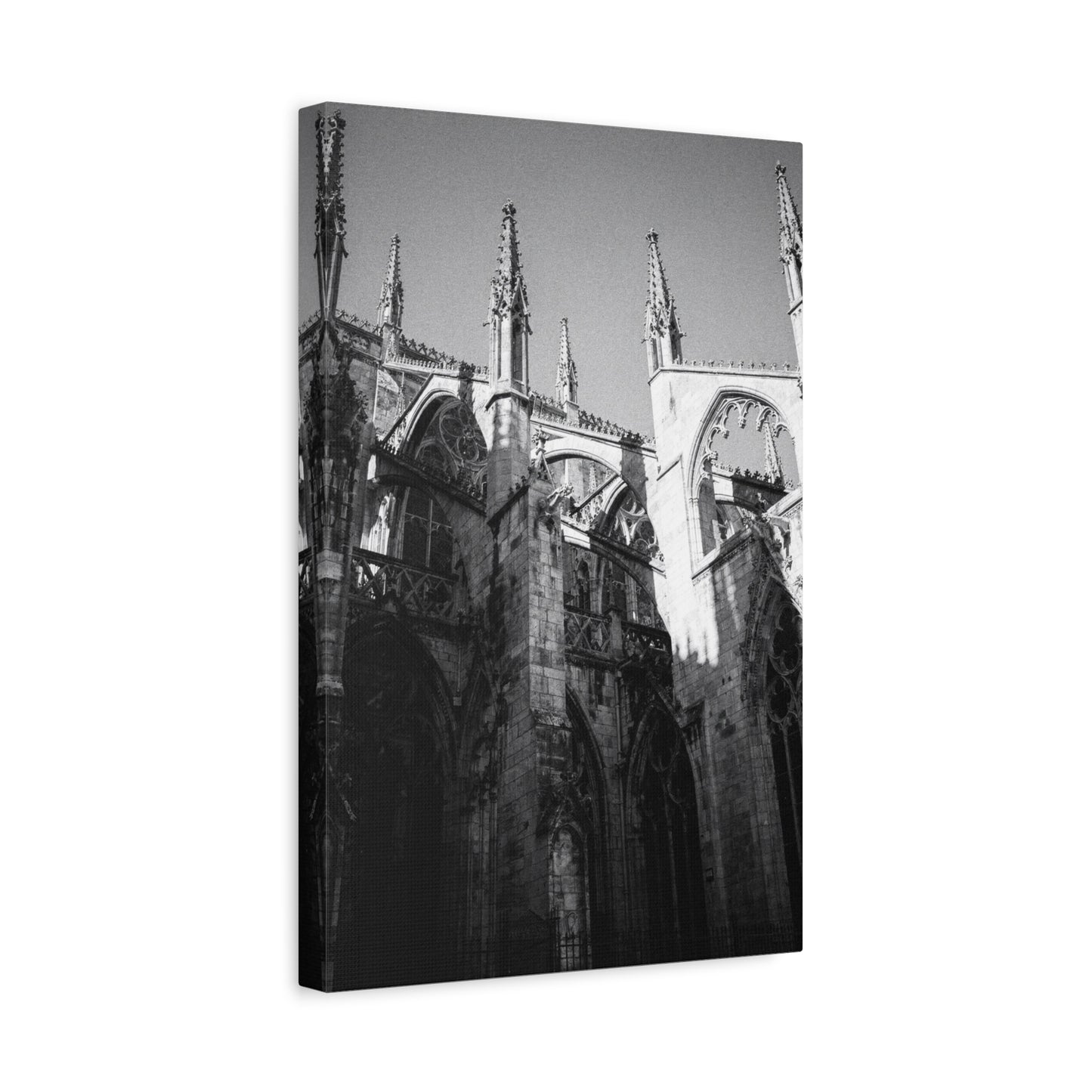 Gothic Cathedral Architecture Canvas Wall Art - Black And White Art Print - Vintage Stone Arches, Spires - Moody Traditional Style - Living Room Wall Decor Office Art - Modern Farmhouse Style