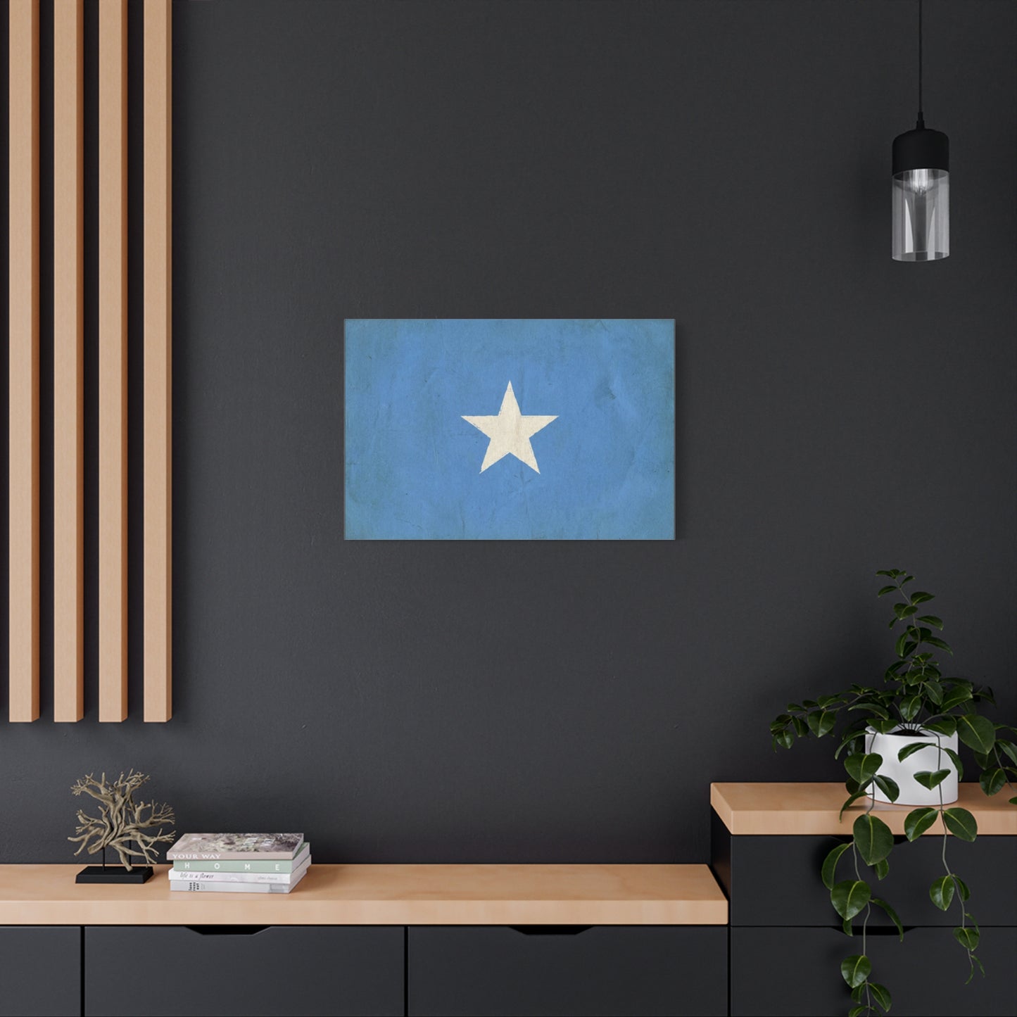 Somalia Flag Canvas Wall Art - Blue White Star Country Print, Vintage Minimalist Decor - Patriotic Artwork For Living Room, Office Wall Decor, Bedroom Home Decoration - Bedroom Home Decoration