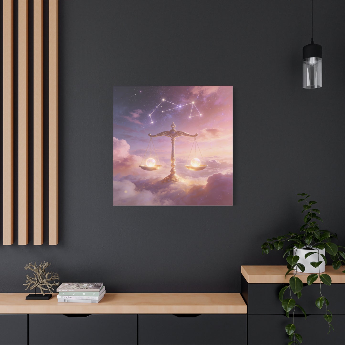 Libra Zodiac Canvas Wall Art - Celestial Scales, Pink Purple Sky, Astrology Decor - Dreamy Matte Canvas Print - Bedroom Wall Decor, Meditation Space Accent, Office Art - Bedroom Home Decoration