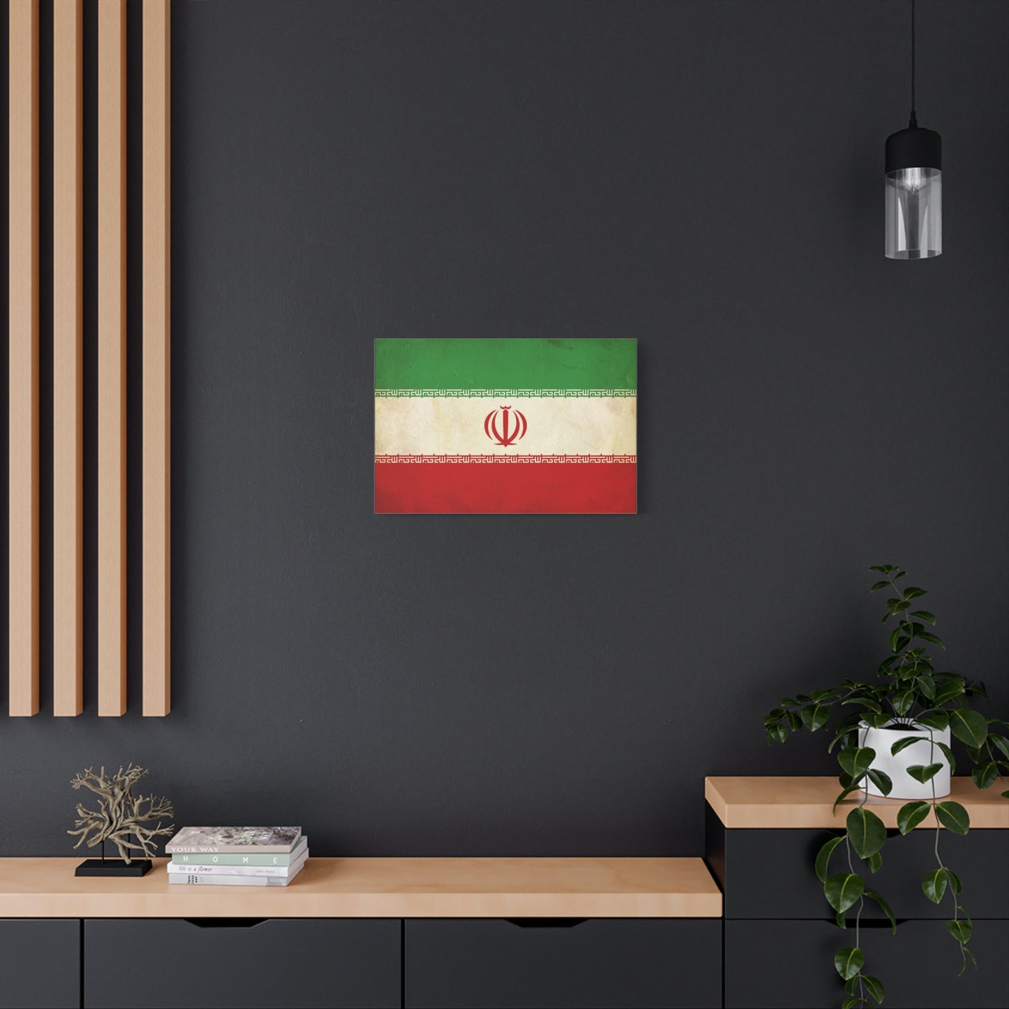 Iran Flag Canvas Wall Art - Vintage Persian Banner Print, Distressed Tricolor Emblem Design - Matte Cotton Artwork - Living Room Wall Decor, Office Art, Dorm Home Accent - Bedroom Home Decoration
