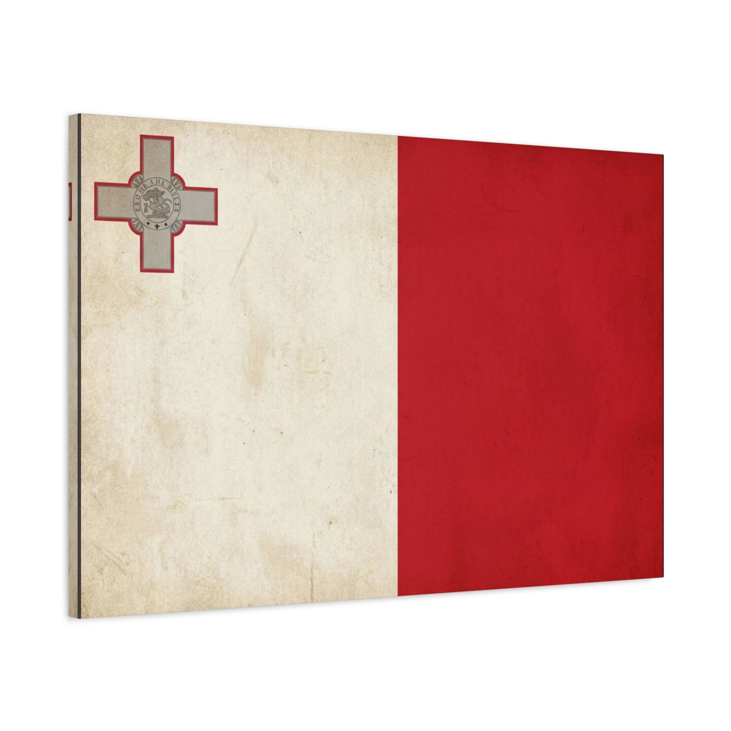 Malta Flag Canvas Wall Art - Vintage Maltese Cross National Banner Print - Red And White Patriotic Decor, Matte Finish Canvas, Living Room Wall Decor, Office Art Accent - Bedroom Home Decoration