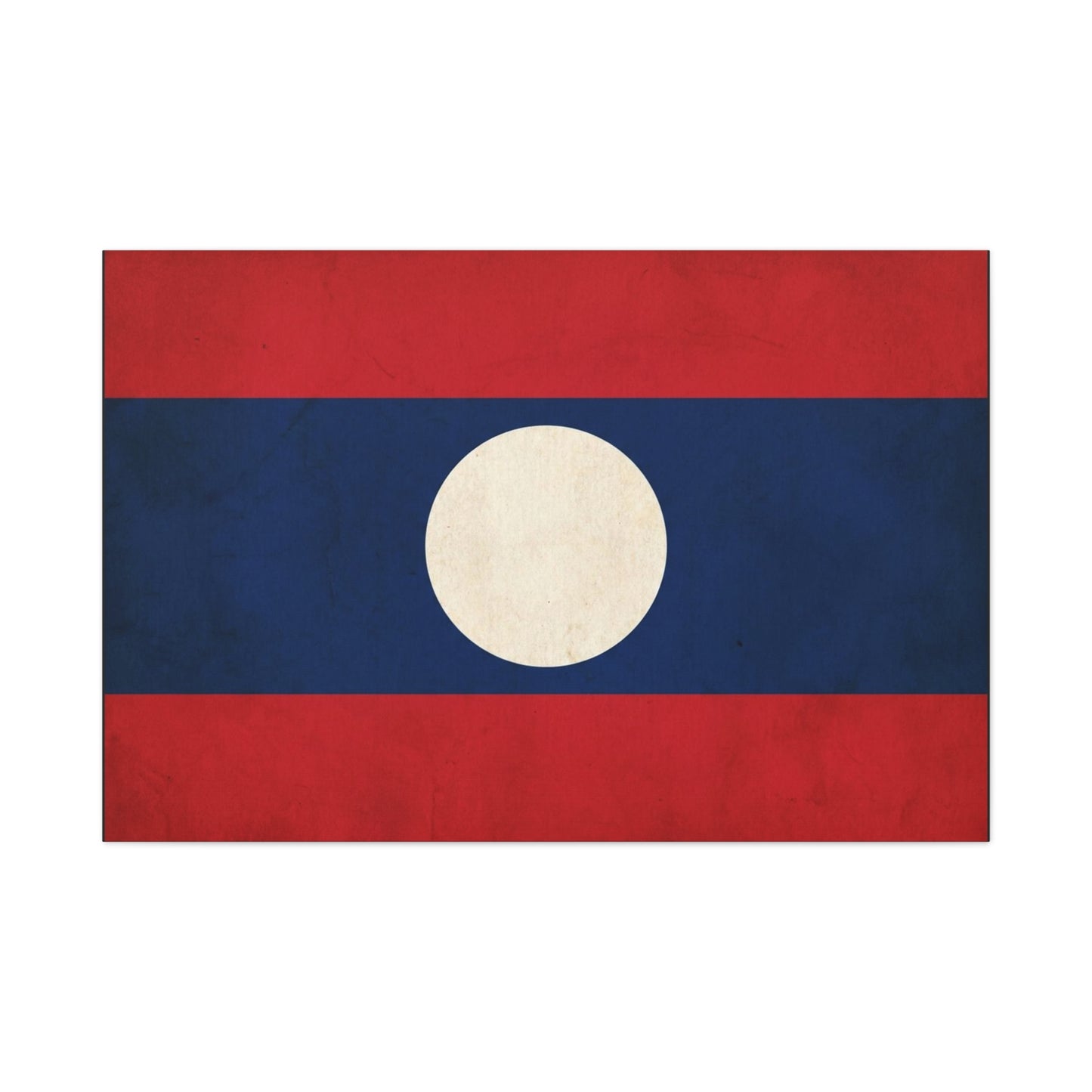 Laos Flag Canvas Wall Art - Vintage Lao National Flag Print, Red Blue White Circle - Minimalist Patriotic Decor - Living Room Home Decoration - Bedroom Home Decoration - Living Room Wall Decor