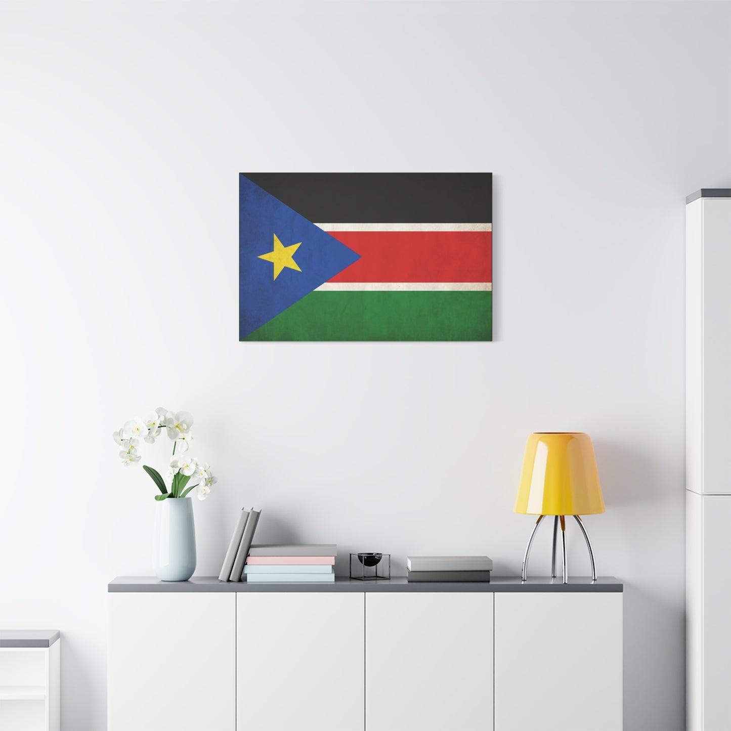 South Sudan Flag Canvas Wall Art - South Sudan Pride Decor, Vintage National Banner Print - Colorful Patriotic Artwork - Living Room Wall Decor, Office Art - Bedroom Home Decoration - Ready to Hang