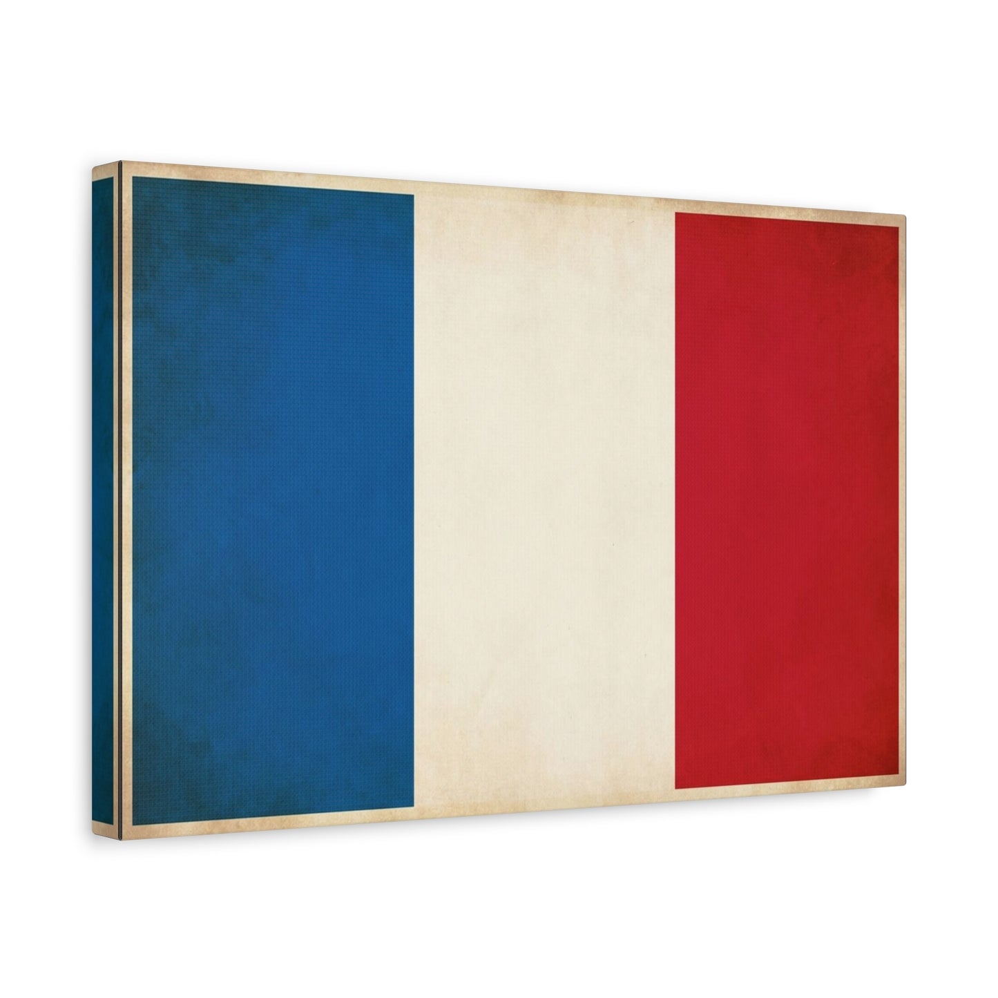 French Flag Canvas Wall Art - Vintage Tricolor France Print, Patriotic Minimalist Decor - Matte Cotton Look - Living Room Wall Decor, Office Accent - Bedroom Home Decoration - Bedroom Home Decoration