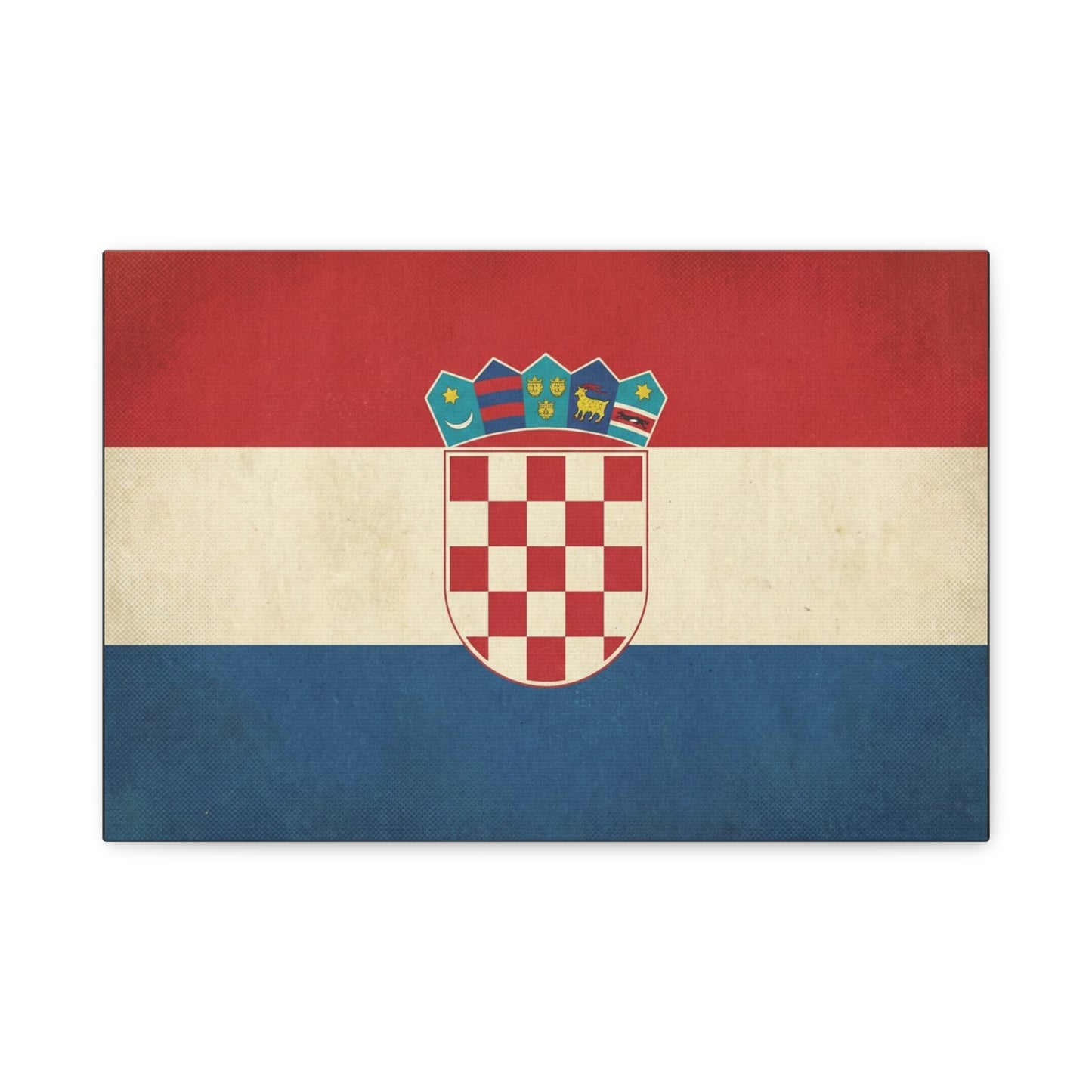 Croatian Flag Canvas Wall Art - Vintage Croatia Coat Of Arms Print, Patriotic Red White Blue Decor - Traditional Style - Living Room Decoration - Living Room Wall Decor - Bedroom Home Decoration