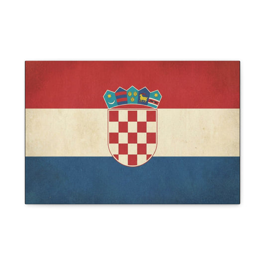 Croatian Flag Canvas Wall Art - Vintage Croatia Coat Of Arms Print, Patriotic Red White Blue Decor - Traditional Style - Living Room Decoration - Living Room Wall Decor - Bedroom Home Decoration