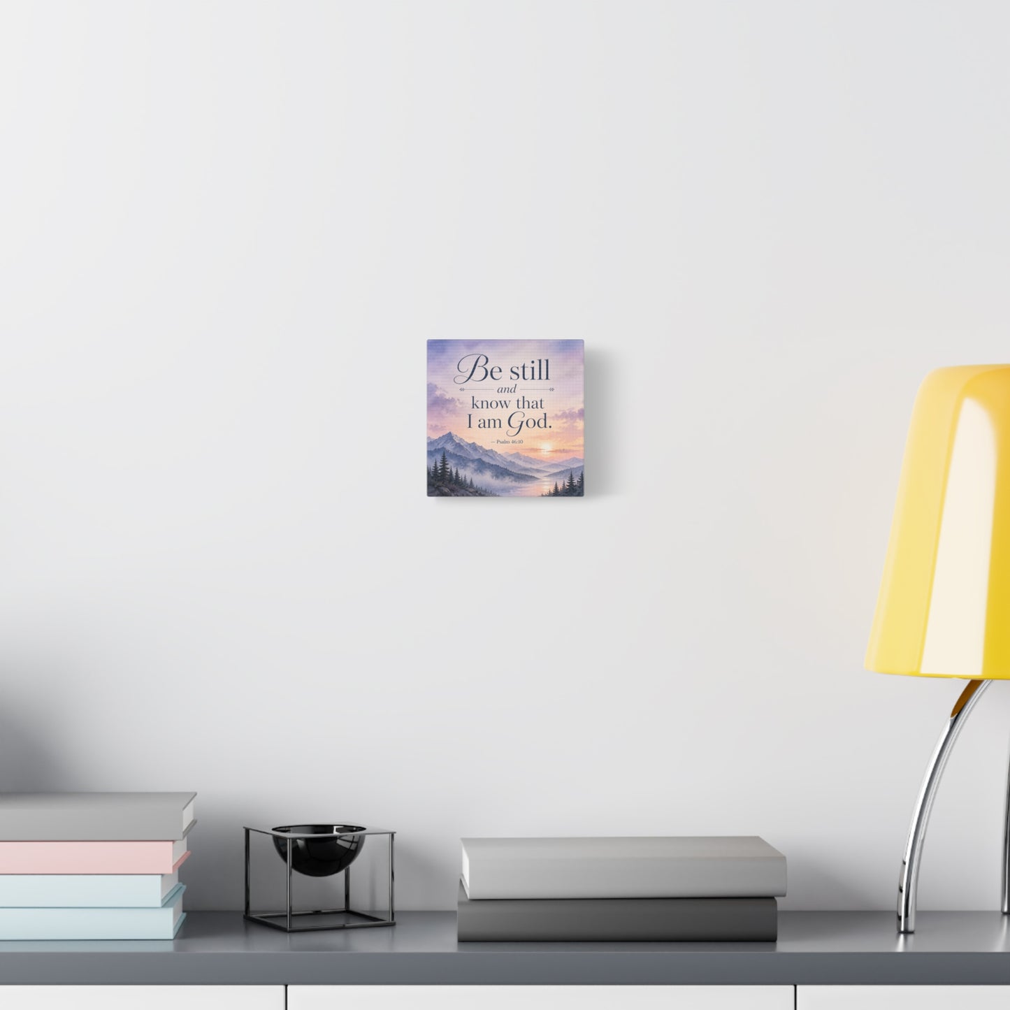 "Be Still And Know That I Am God. - Psalm 46:10" Scripture Canvas Wall Art - Mountain Sunrise Bible Verse Decor - Traditional Christian Home Accent - Bedroom Living Room Decoration - Office Wall Art
