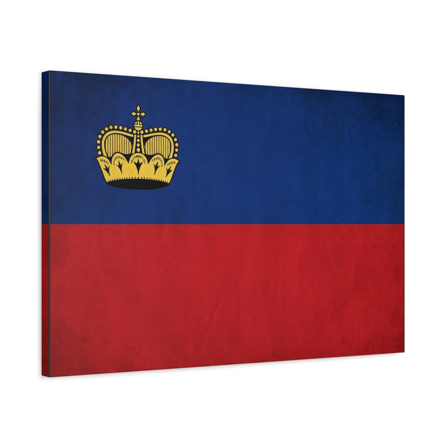 Liechtenstein Flag Canvas Wall Art - Blue Red Banner With Gold Crown - Minimalist National Print, Cotton Canvas Decor - Living Room Wall Decor, Bedroom Home Decoration - Bedroom Home Decoration