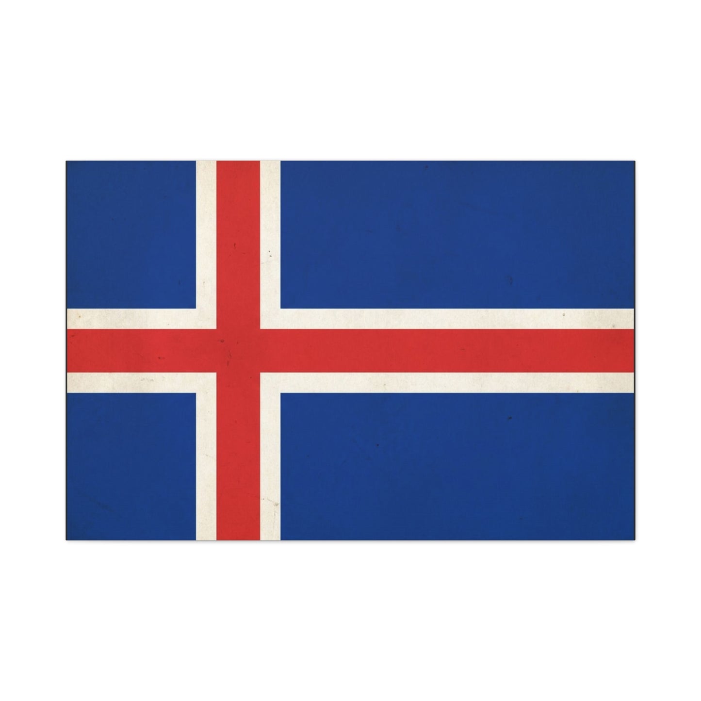 Iceland Flag Canvas Wall Art - Nordic National Banner Print, Blue Red White Cross Design - Vintage Style, Patriotic Wall Decor - Living Room Home Decoration, Office Art - Bedroom Home Decoration