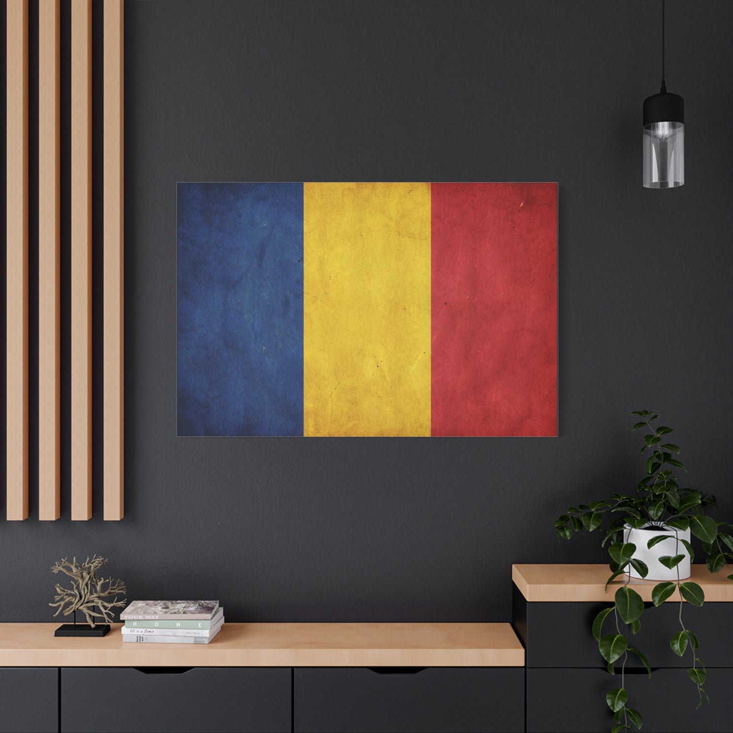Romania Flag Canvas Wall Art - Vintage Tricolor Country Print, Rustic Patriotic Decor - Textured Cotton Canvas - Living Room Home Decoration, Office Accent - Living Room Wall Decor - Ready to Hang
