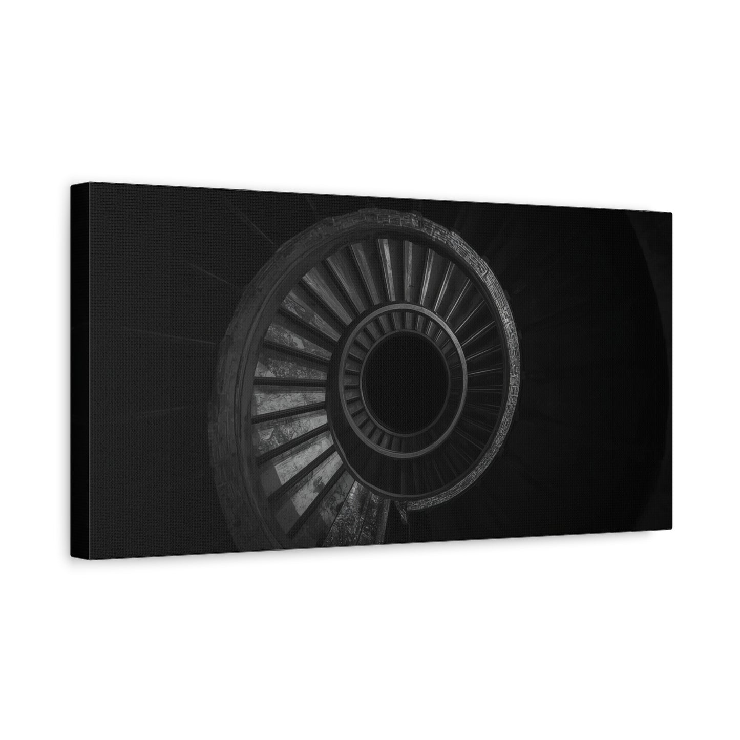 Spiral Staircase Canvas Wall Art - Black And White Architectural Art Print, Modern Minimalist Matte Canvas, Living Room Wall Decor, Office Art, Contemporary Interior Design - Ready to Hang