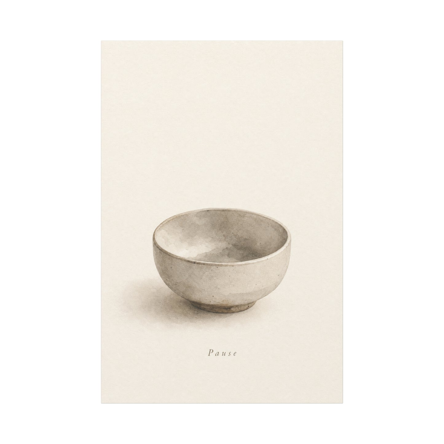 "Pause" Minimalist Bowl Canvas Wall Art - Neutral Still Life Print, Japandi Zen Style, Contemporary Home Decor For Bedroom, Living Room, Meditation Space, Calm Interior Accent - Living Room Wall Decor
