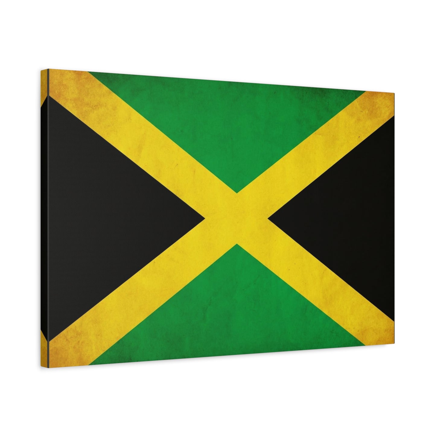 Jamaica Flag Canvas Wall Art - Vintage Jamaican National Flag Print, Green Gold Black Patriotic Decor - Matte Canvas Wall Hanging - Living Room Bedroom Office Decoration - Bedroom Home Decoration