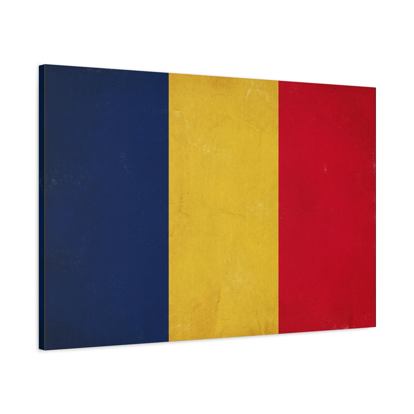 Romania Flag Canvas Wall Art - Vintage Tricolor Country Print, Blue Yellow Red Patriotic Decor - Minimalist Textured Artwork - Living Room Wall Decor - Bedroom Home Decoration - Modern Farmhouse Style