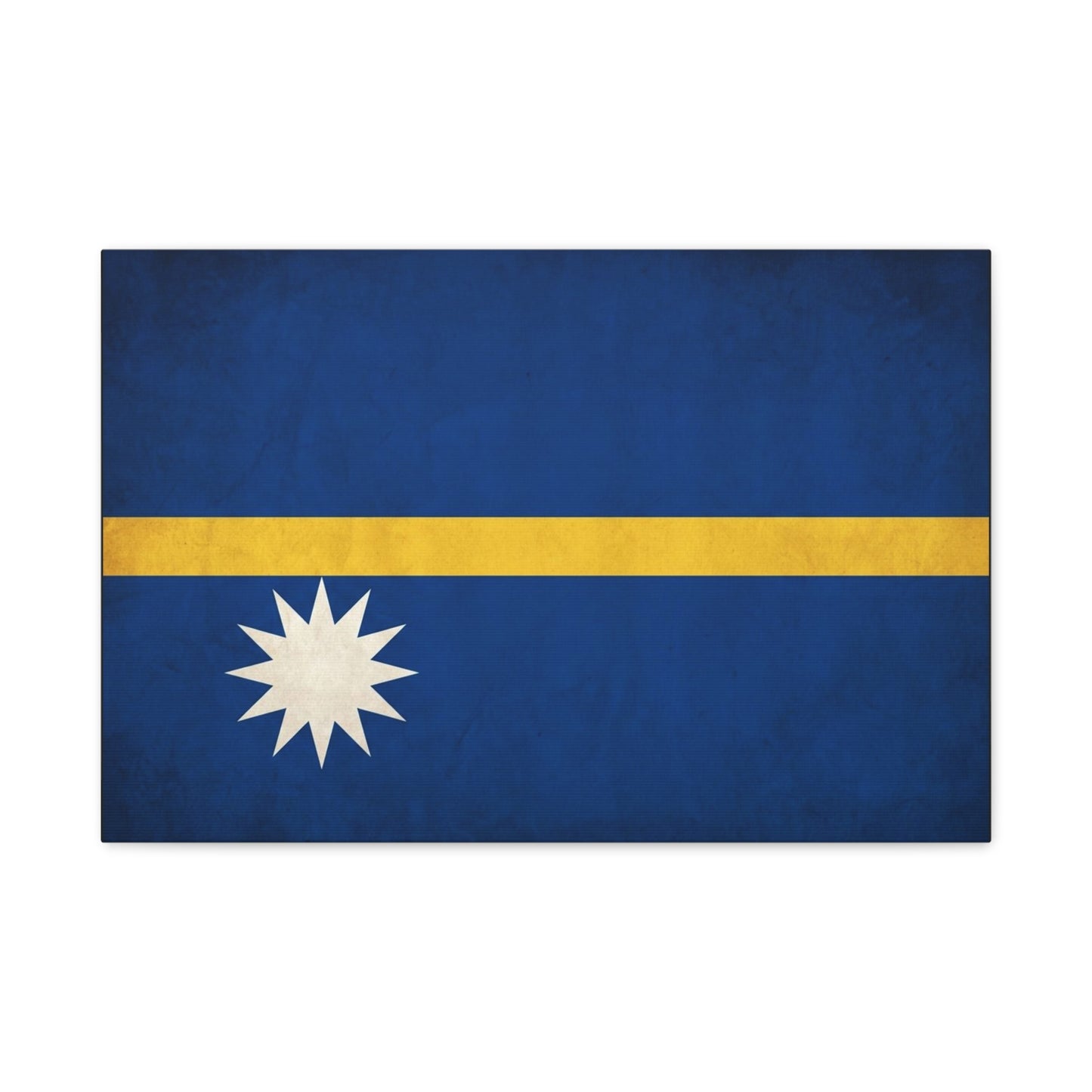 Nauru Flag Canvas Wall Art - Blue Field, Gold Stripe, White Star - Vintage National Pride Print - Coastal Style Living Room Decor, Bedroom Home Decoration - Living Room Wall Decor - Ready to Hang