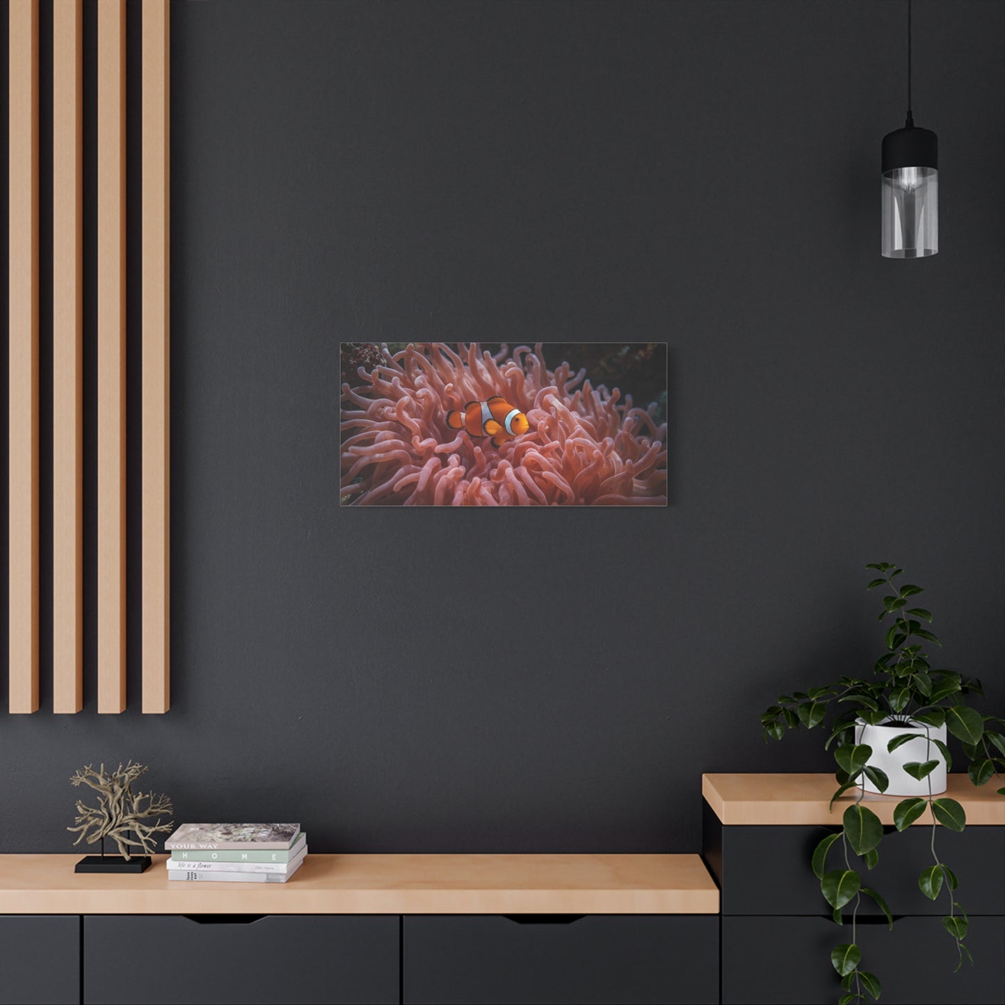 Clownfish Canvas Wall Art - Underwater Sea Anemone Art Print, Coastal Nautical Wall Decor - Matte Finish Stretched Canvas - Bedroom Decoration, Living Room Accent, Bathroom Art - Ready to Hang