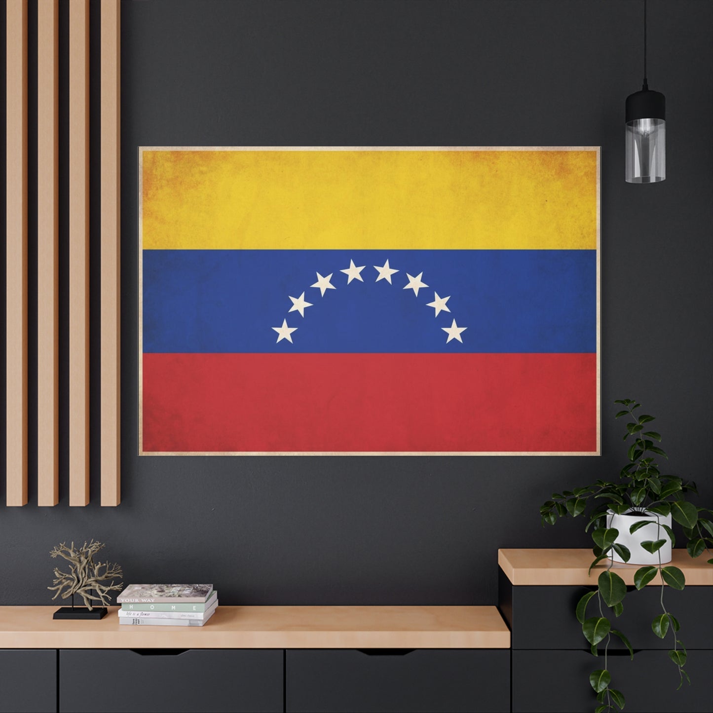 Venezuela Flag Canvas Wall Art - Vintage Venezuelan Pride Decor, Patriotic Country Banner Print - Textured Tricolor Design - Living Room Wall Decor, Office Art - Bedroom Home Decoration