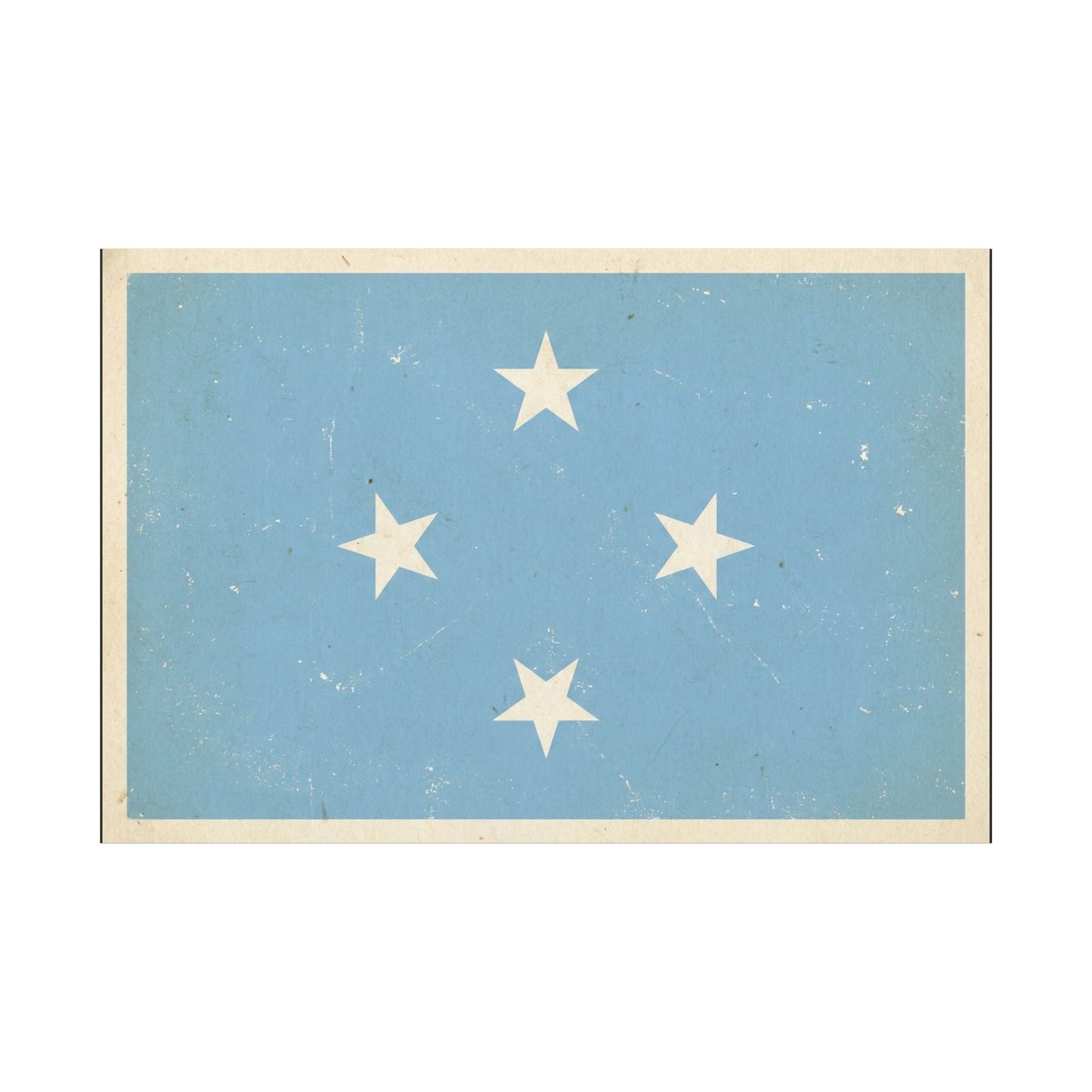 Micronesia Flag Canvas Wall Art - Vintage Blue Four White Stars Print - Distressed Patriotic Island Decor - Coastal Style Living Room Wall Decor, Bedroom Home Decoration - Bedroom Home Decoration