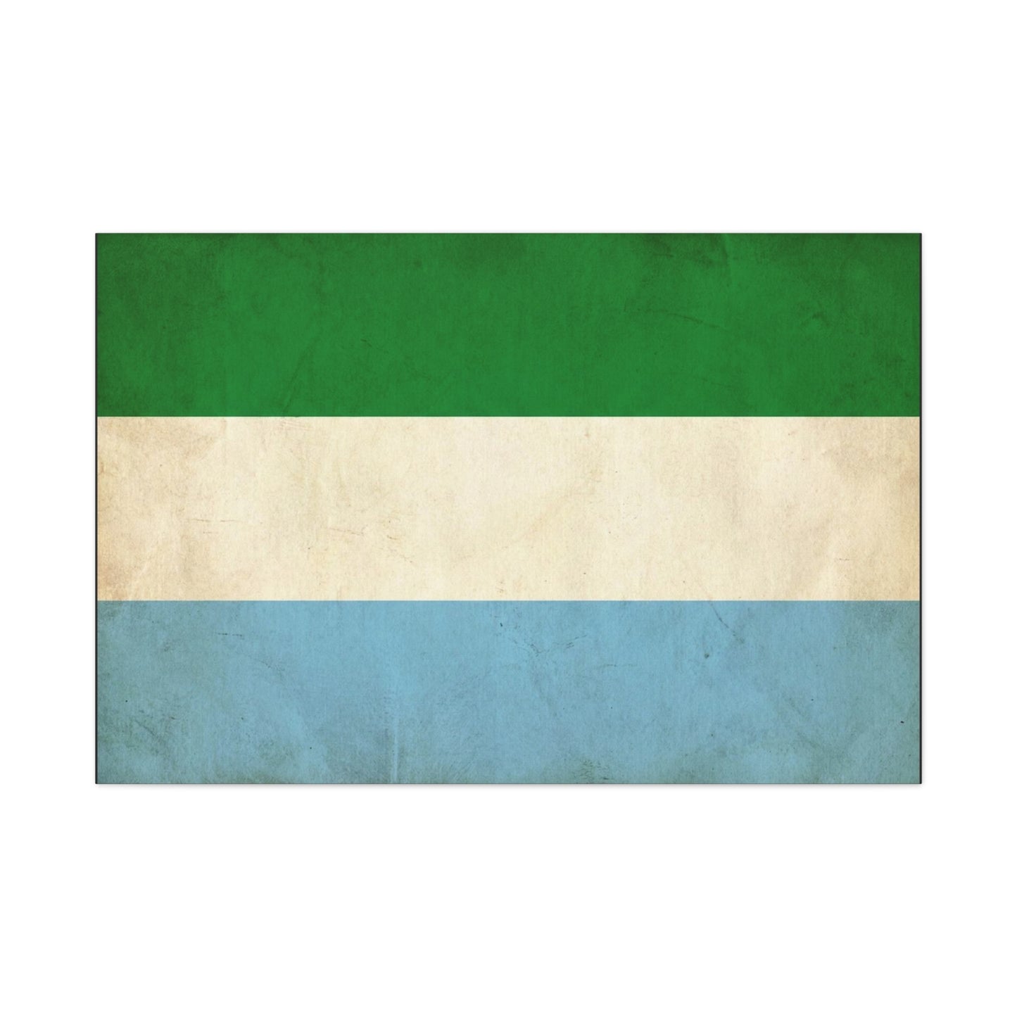 Sierra Leone Flag Canvas Wall Art - Vintage Tricolor National Print, Distressed Blue Green White Design - Minimalist Patriotic Decor - Living Room Wall Decor - Bedroom Home Decoration - Ready to Hang