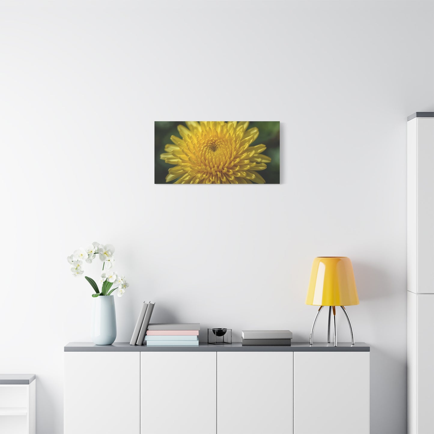 Yellow Chrysanthemum Canvas Wall Art - Floral Macro Art Print, Botanical Canvas Print - Modern Matte Decor, Bedroom Wall Accent, Living Room Home Decoration Office Art - Bedroom Home Decoration