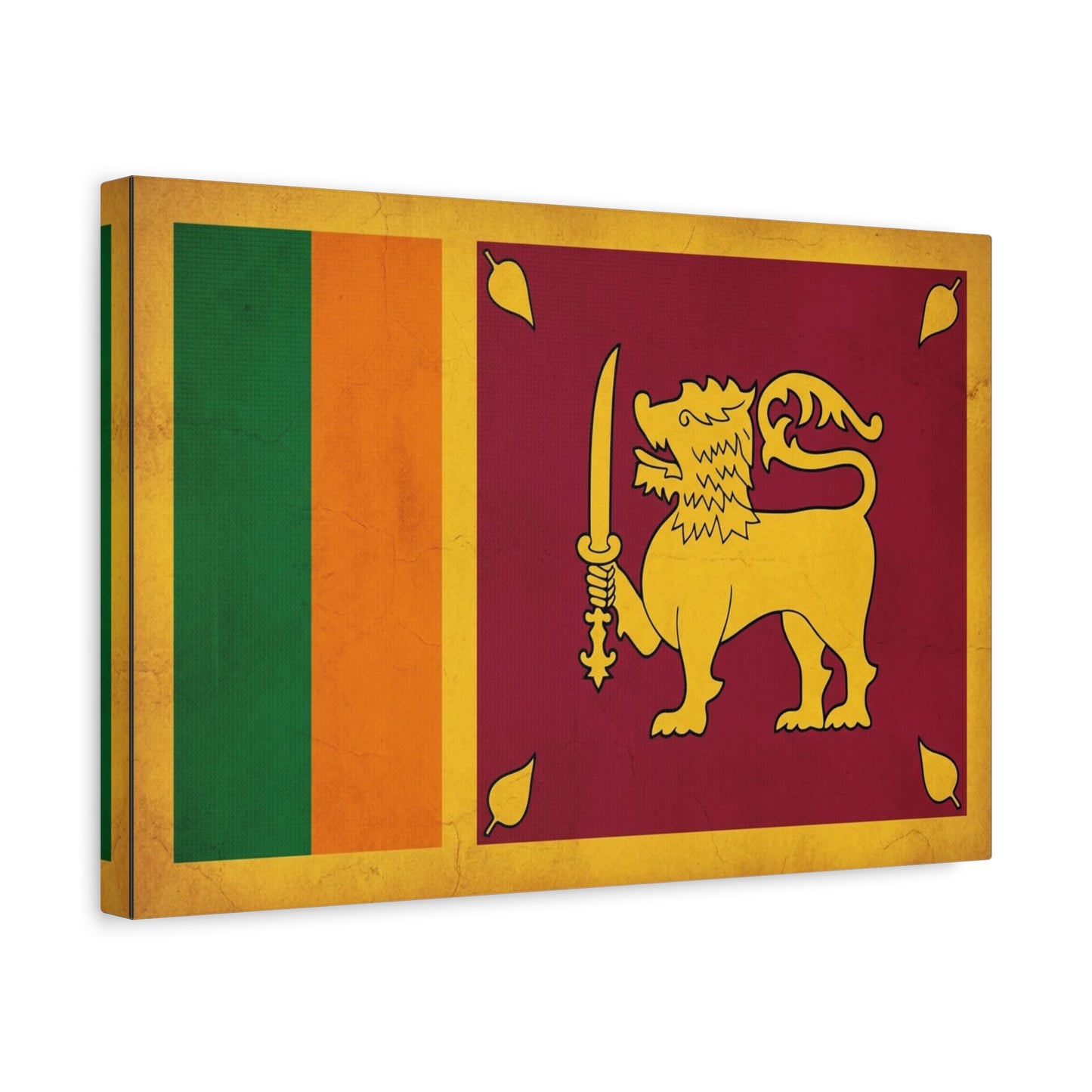 Sri Lanka Flag Canvas Wall Art - Golden Lion With Sword National Banner Print - Vintage Patriotic Style, Cultural Home Decor, Living Room Wall Decor, Office Art - Modern Farmhouse Style