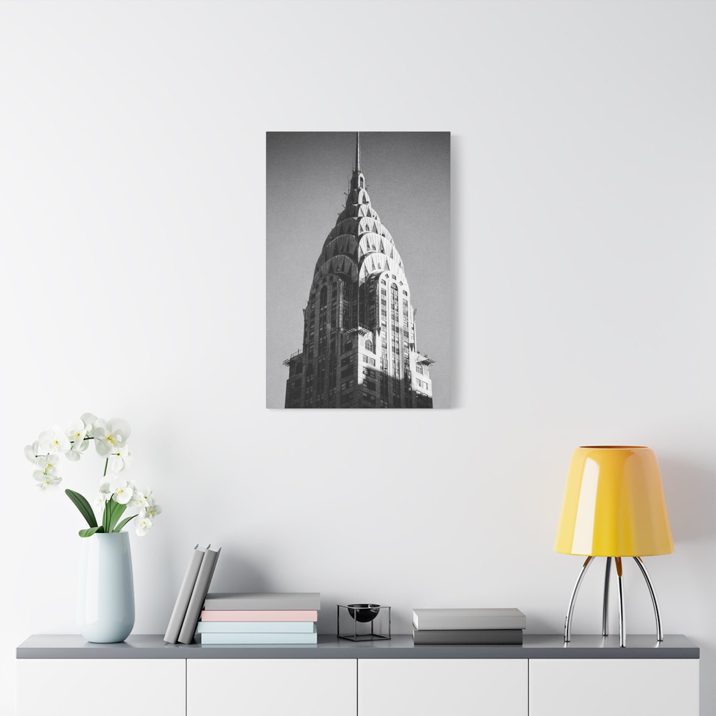 Chrysler Building Canvas Wall Art - Black And White New York City Architecture Print, Art Deco Skyscraper Art Print - Modern Monochrome Office Wall Decor, Living Room Accent - Modern Farmhouse Style