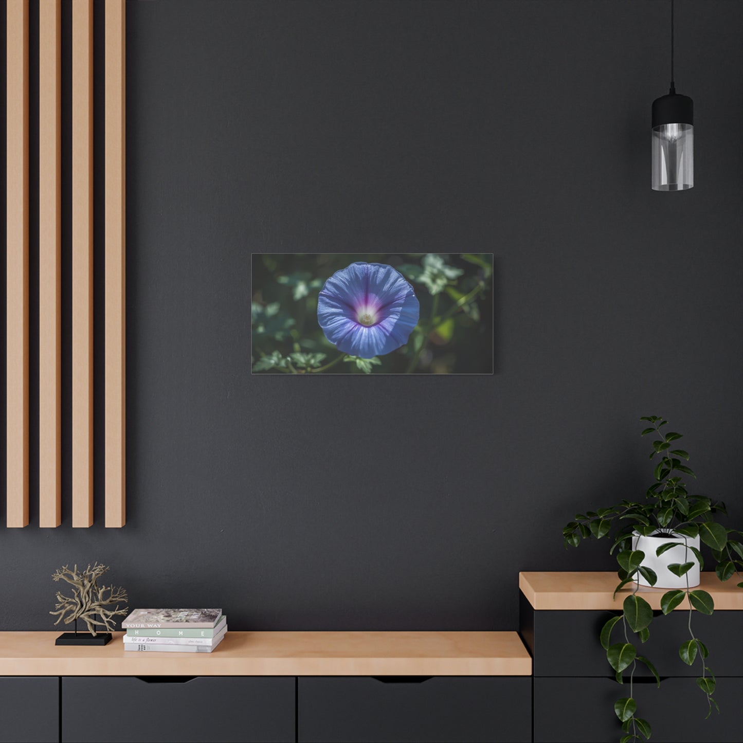 Blue Morning Glory Canvas Wall Art - Floral Botanical Art Print, Purple Bloom Wall Decor - Matte Cotton Art Print, Contemporary Nature Style - Bedroom Decoration, Living Room Accent - Ready to Hang