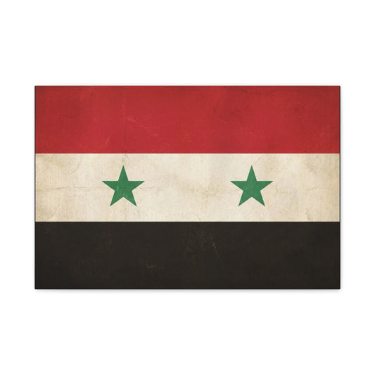 Syrian Flag Canvas Wall Art - Vintage Syria Flag Print, Distressed Patriotic Decor - Matte Canvas Wall Hanging - Living Room Home Decoration, Office Accent - Bedroom Home Decoration - Ready to Hang