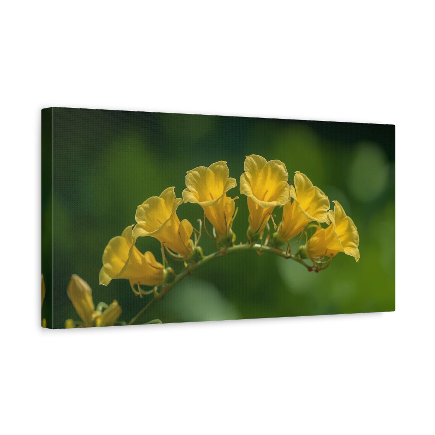 Yellow Trumpet Flower Canvas Wall Art - Botanical Macro Floral Art Print, Matte Cotton Print - Contemporary Nature Style - Bedroom Wall Decor, Living Room Home Accent - Bedroom Home Decoration