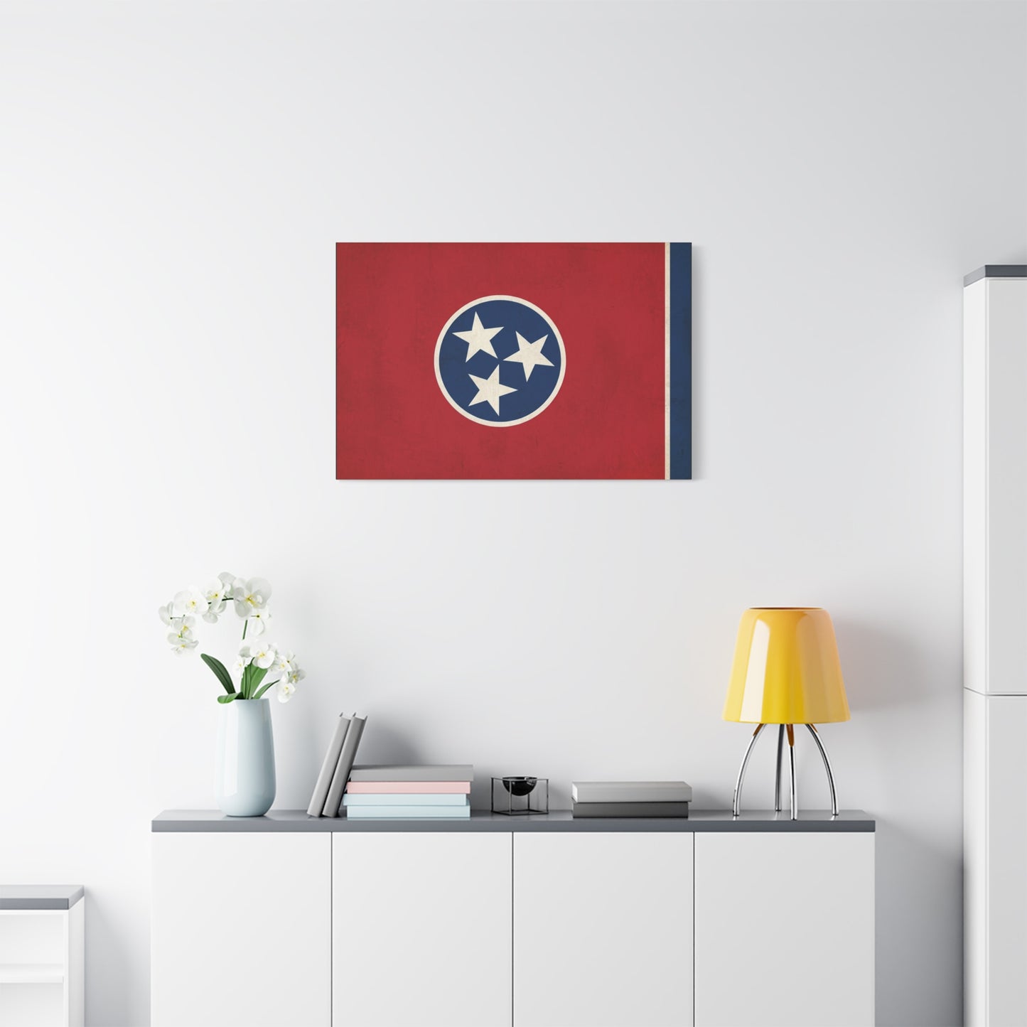 Tennessee State Flag Canvas Wall Art - Vintage Red Blue Tri Star Print - Patriotic Rustic Decor - Living Room Wall Decor, Office Accent - Bedroom Home Decoration - Bedroom Home Decoration