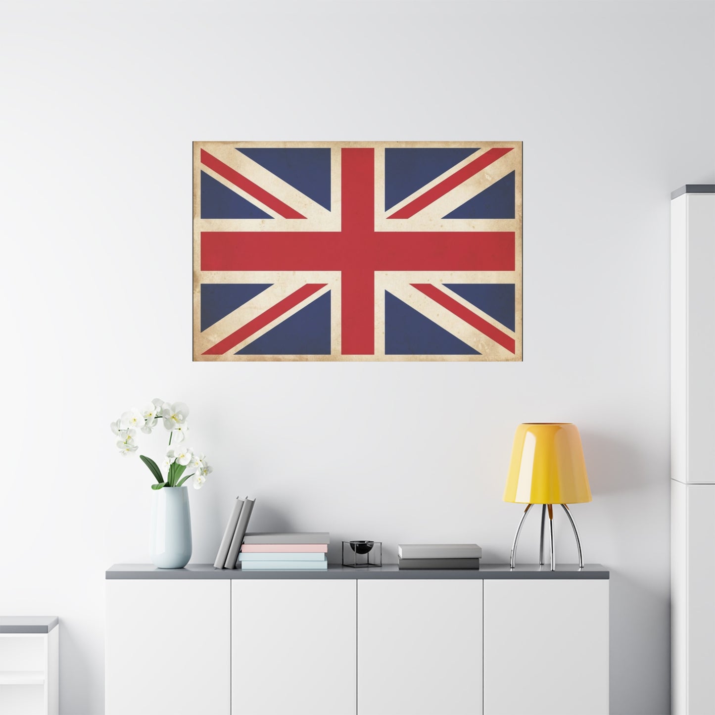 Vintage Union Jack Canvas Wall Art - Distressed British Flag Print, Retro Patriotic Decor - Matte Cotton Canvas - Traditional Style, Living Room Home Decoration, Office Accent - Living Room Wall Decor