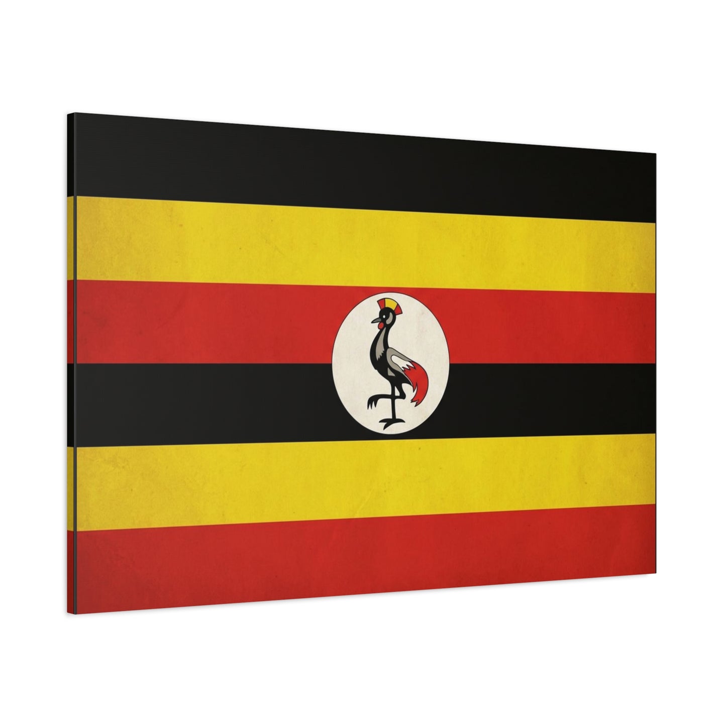 Uganda Flag Canvas Wall Art - Crested Crane National Flag Print, Patriotic Heritage Decor - Bold Tricolor Cotton Canvas - Modern Living Room Decoration - Living Room Wall Decor - Cozy Reading Nook Art