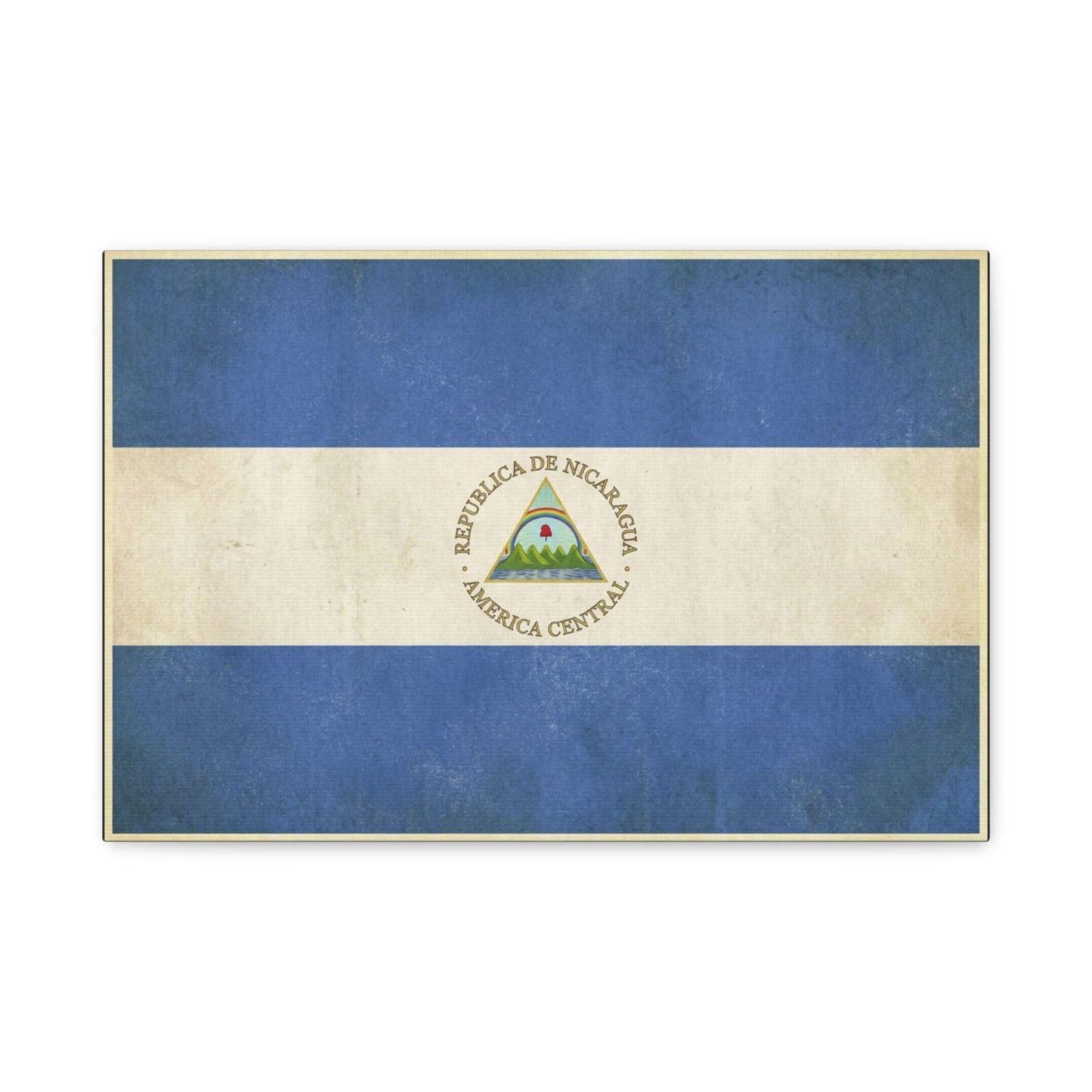 Republica De Nicaragua America Central Flag Canvas Wall Art - Vintage Blue White Country Print - Patriotic Heritage Decor - Living Room Home Decoration - Living Room Wall Decor - Cozy Reading Nook Art