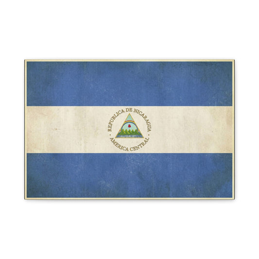 Republica De Nicaragua America Central Flag Canvas Wall Art - Vintage Blue White Country Print - Patriotic Heritage Decor - Living Room Home Decoration - Living Room Wall Decor - Cozy Reading Nook Art