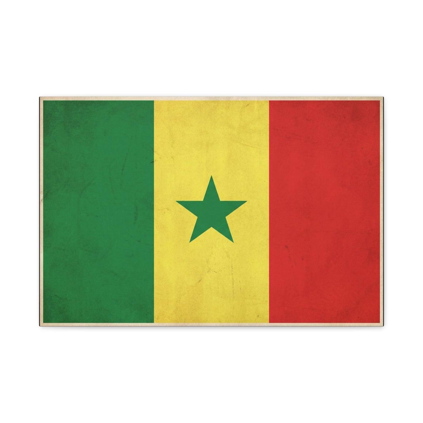 Senegal Flag Canvas Wall Art - Vintage National Pride Decor, Green Yellow Red Star Print - Cultural Heritage Style, Living Room Wall Decor, Bedroom Home Decoration - Ready to Hang - Ready to Hang