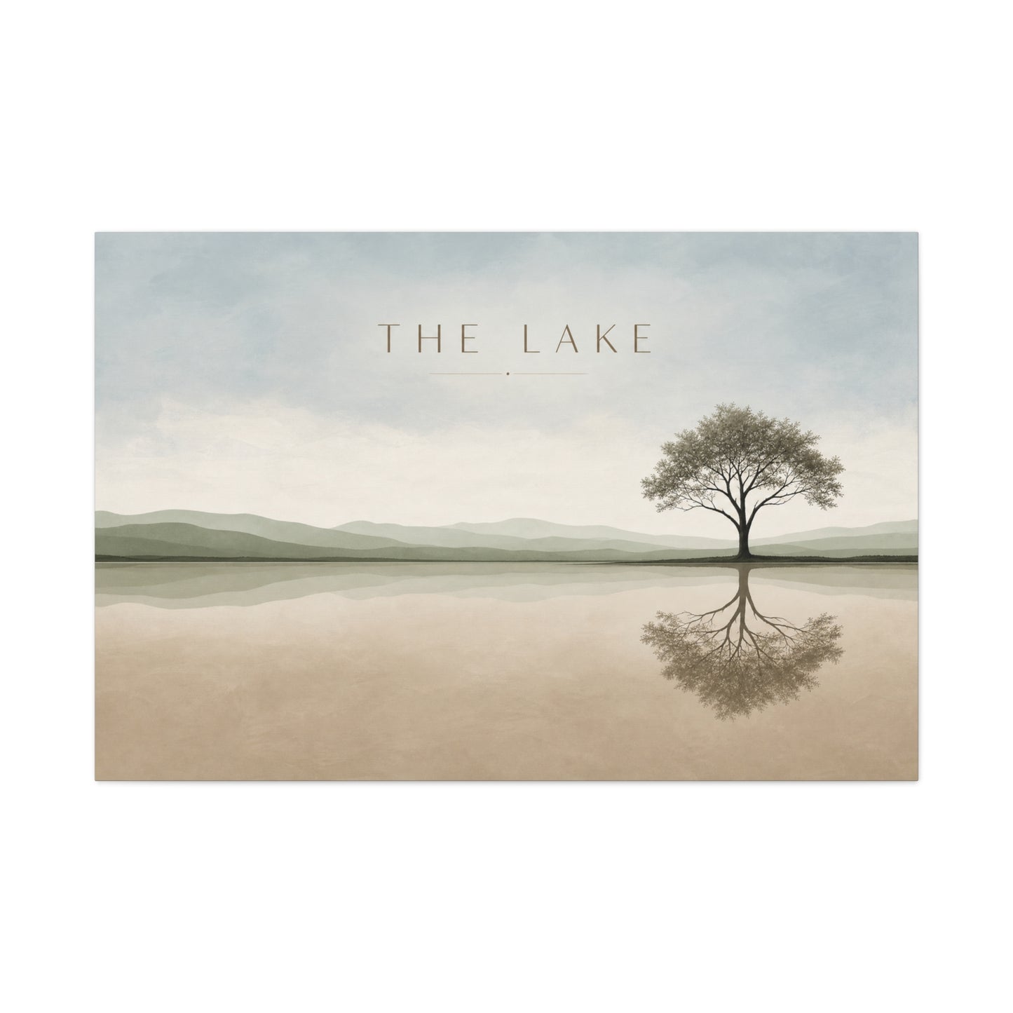 "The Lake" Lake Landscape Canvas Wall Art - Minimalist Tree Reflection Print, Serene Neutral Nature Decor - Contemporary Matte Canvas - Living Room Bedroom Office Wall Decoration - Ready to Hang