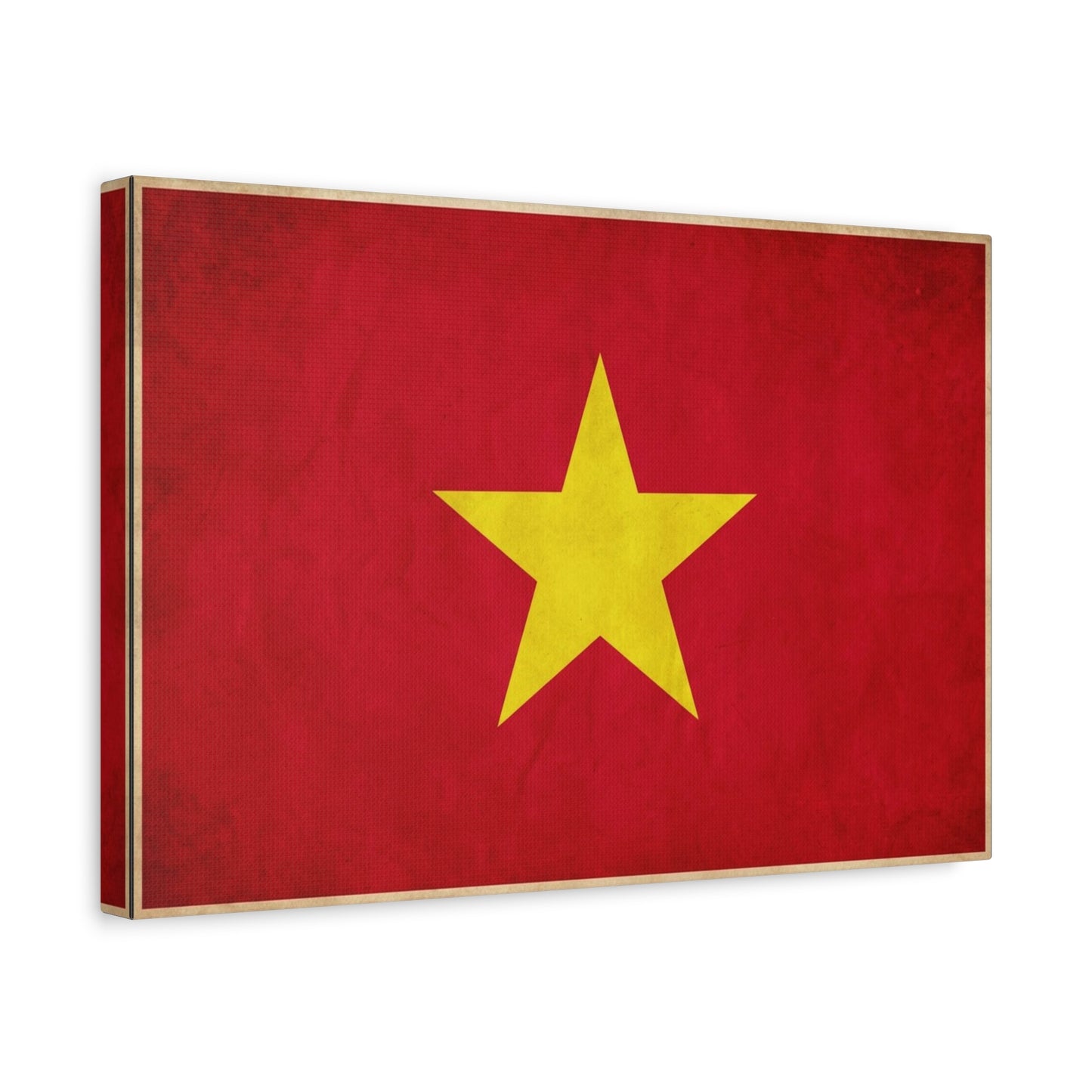 Vietnam Flag Canvas Wall Art - Red Field With Yellow Star Country Pride Decor - Vintage Style Cotton Print - Living Room Wall Decor, Bedroom Home Decoration, Office Art - Bedroom Home Decoration
