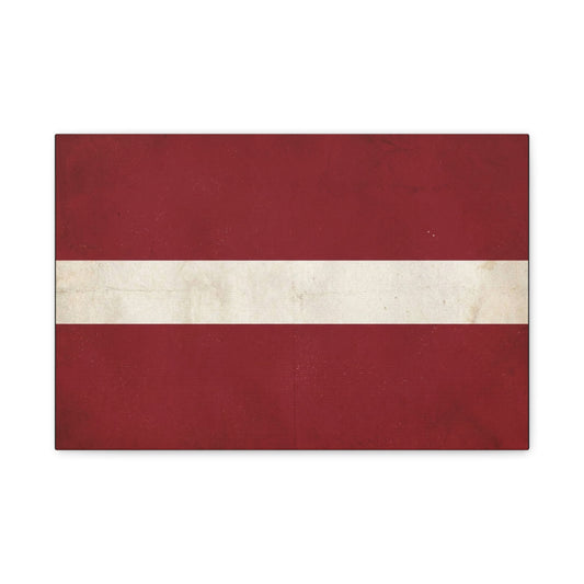 Latvia Flag Canvas Wall Art - Vintage Red White Horizontal Stripe Print, Distressed Patriotic Artwork - Minimalist Traditional Style - Living Room Wall Decor Bedroom Home Decoration - Ready to Hang