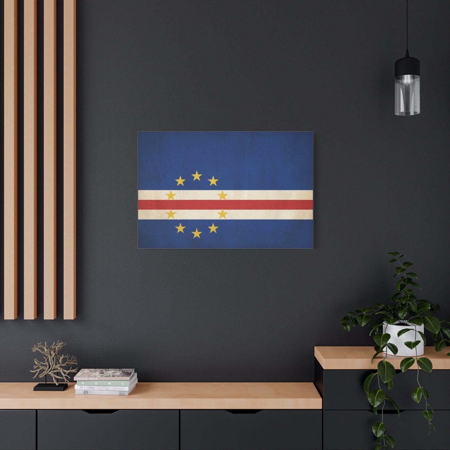 Cape Verde Flag Canvas Wall Art - Vintage Island Nation Banner Print, Patriotic Blue Red White Decor - Traditional Style, Living Room Wall Decor, Bedroom Home Decoration - Ready to Hang