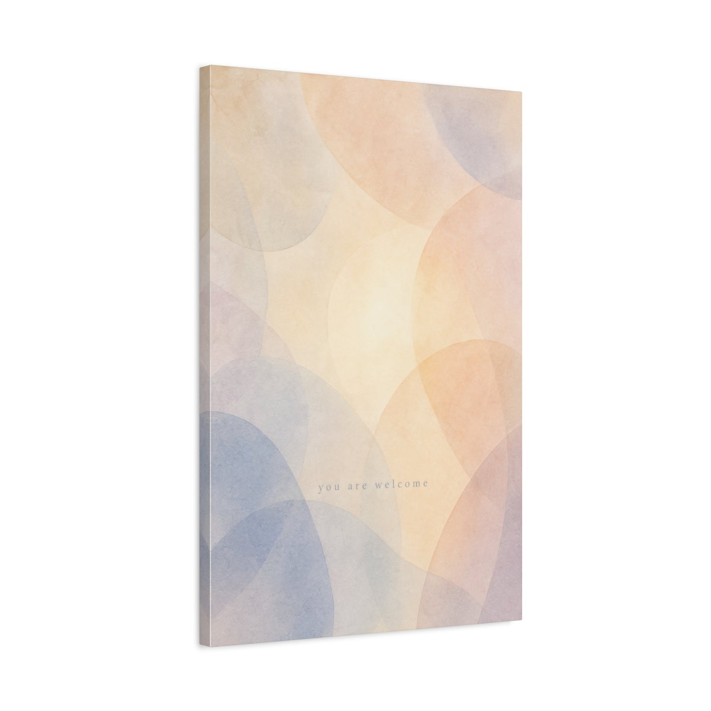 "You Are Welcome" Abstract Canvas Wall Art - Pastel Geometric Arches, Minimalist Modern Wall Decor - Soft Peach Blue Neutral Home Decoration - Bedroom Living Room Office Accent - Ready to Hang