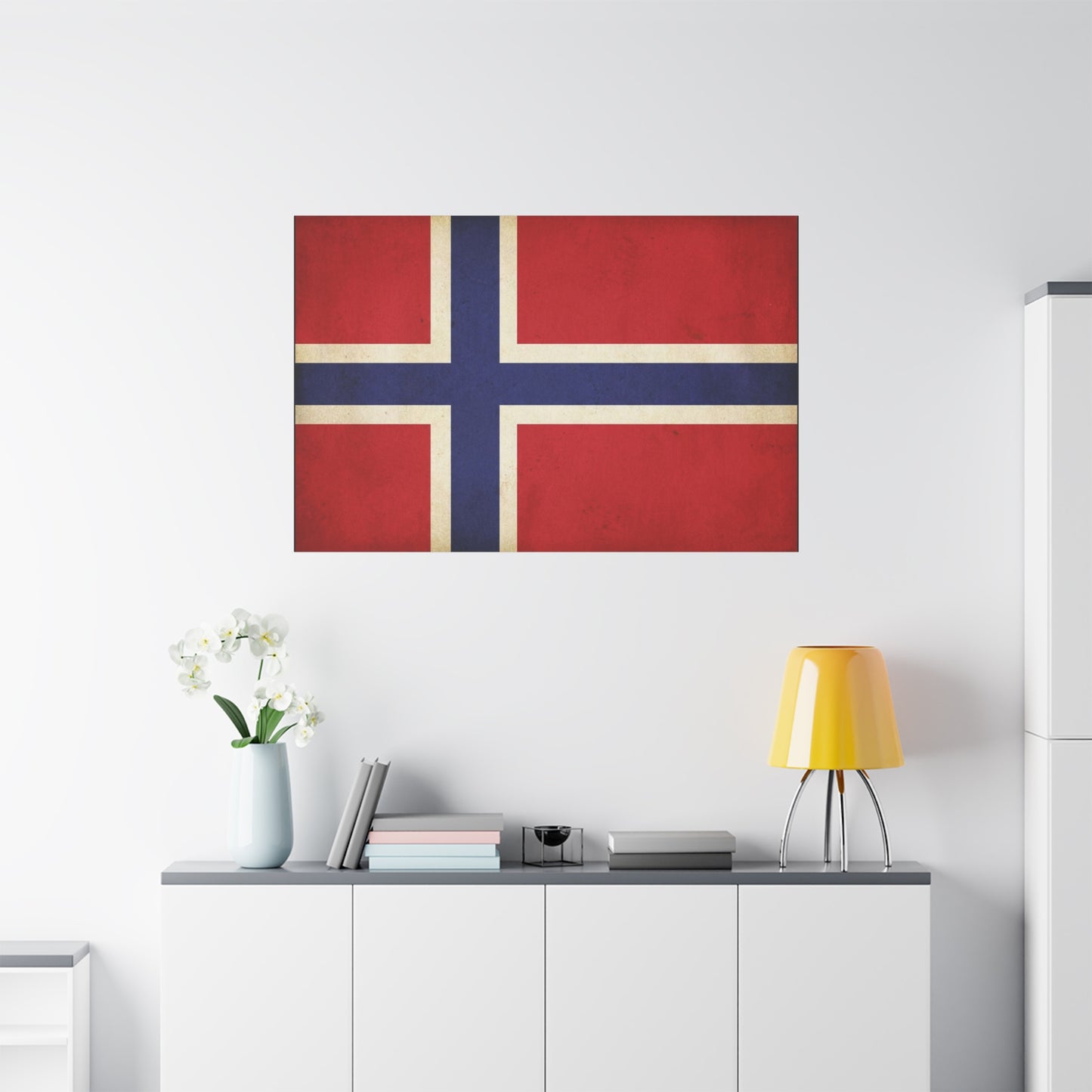 Iceland Flag Canvas Wall Art - Vintage Nordic Country Banner Print, Patriotic Red Blue White Design - Rustic Travel Style - Living Room Wall Decor, Bedroom Home Decoration - Bedroom Home Decoration