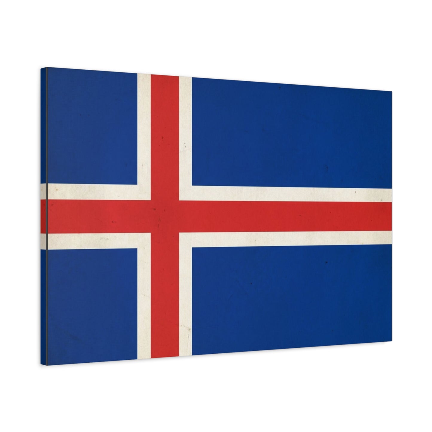Iceland Flag Canvas Wall Art - Nordic National Banner Print, Blue Red White Cross Design - Vintage Style, Patriotic Wall Decor - Living Room Home Decoration, Office Art - Bedroom Home Decoration