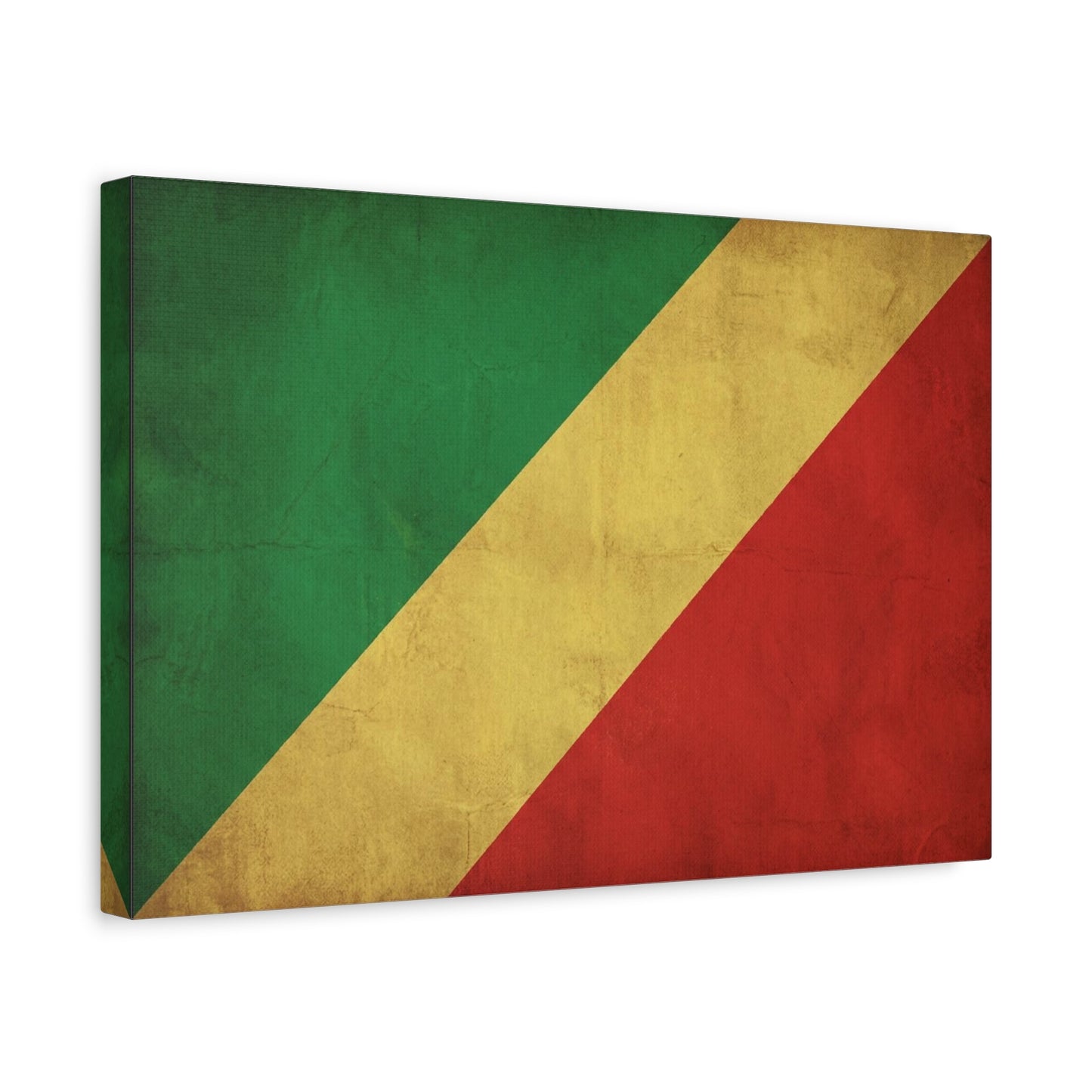 Republic Of The Congo Flag Canvas Wall Art - Vintage National Banner Print, Distressed Tricolor Design - Traditional Patriotic Decor - Living Room Wall Decor - Bedroom Home Decoration - Ready to Hang