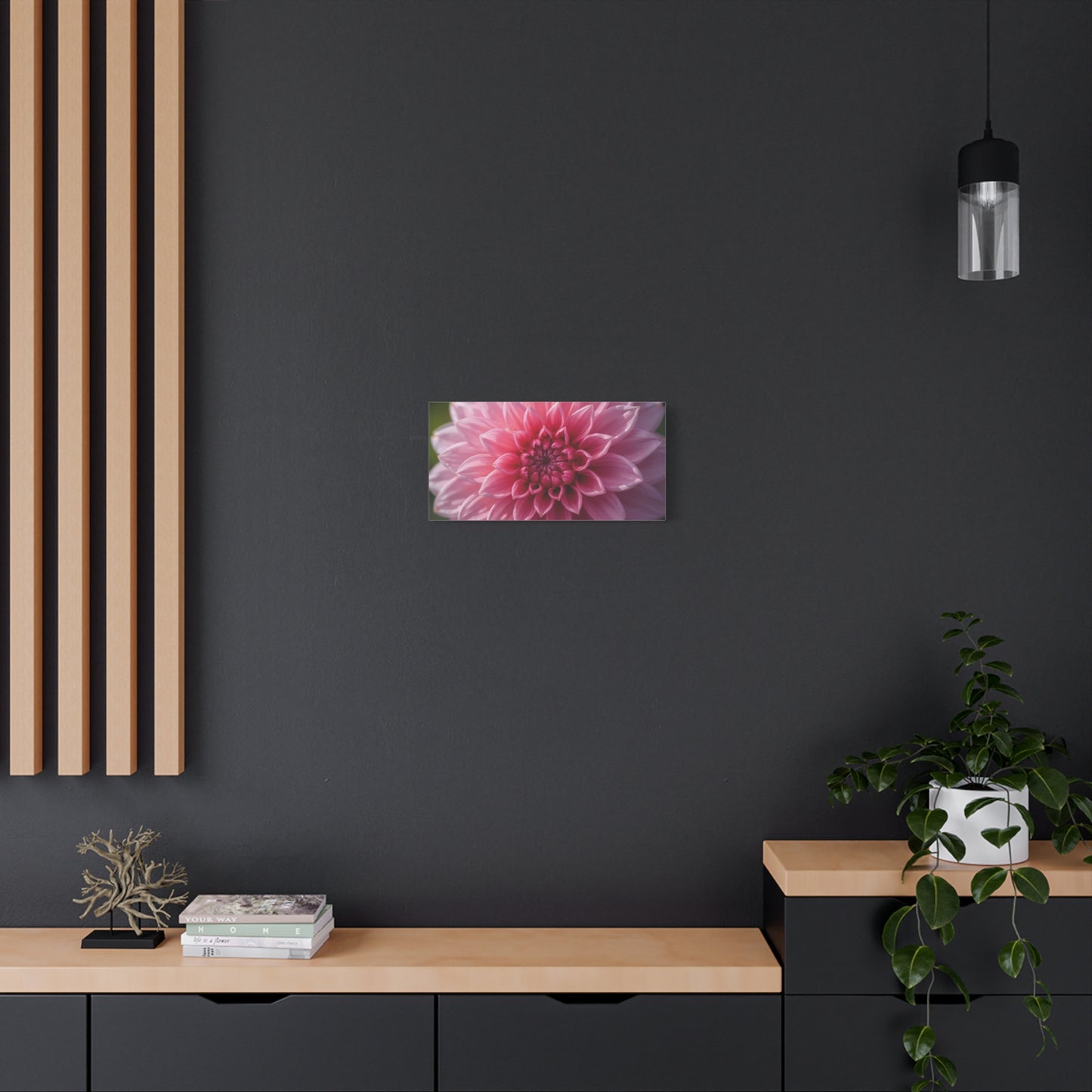 Pink Dahlia Canvas Wall Art - Floral Close Up Bloom, Botanical Wall Decor - Soft Focus Cotton Print - Contemporary Style, Bedroom Home Decoration, Bathroom Accent - Bedroom Home Decoration