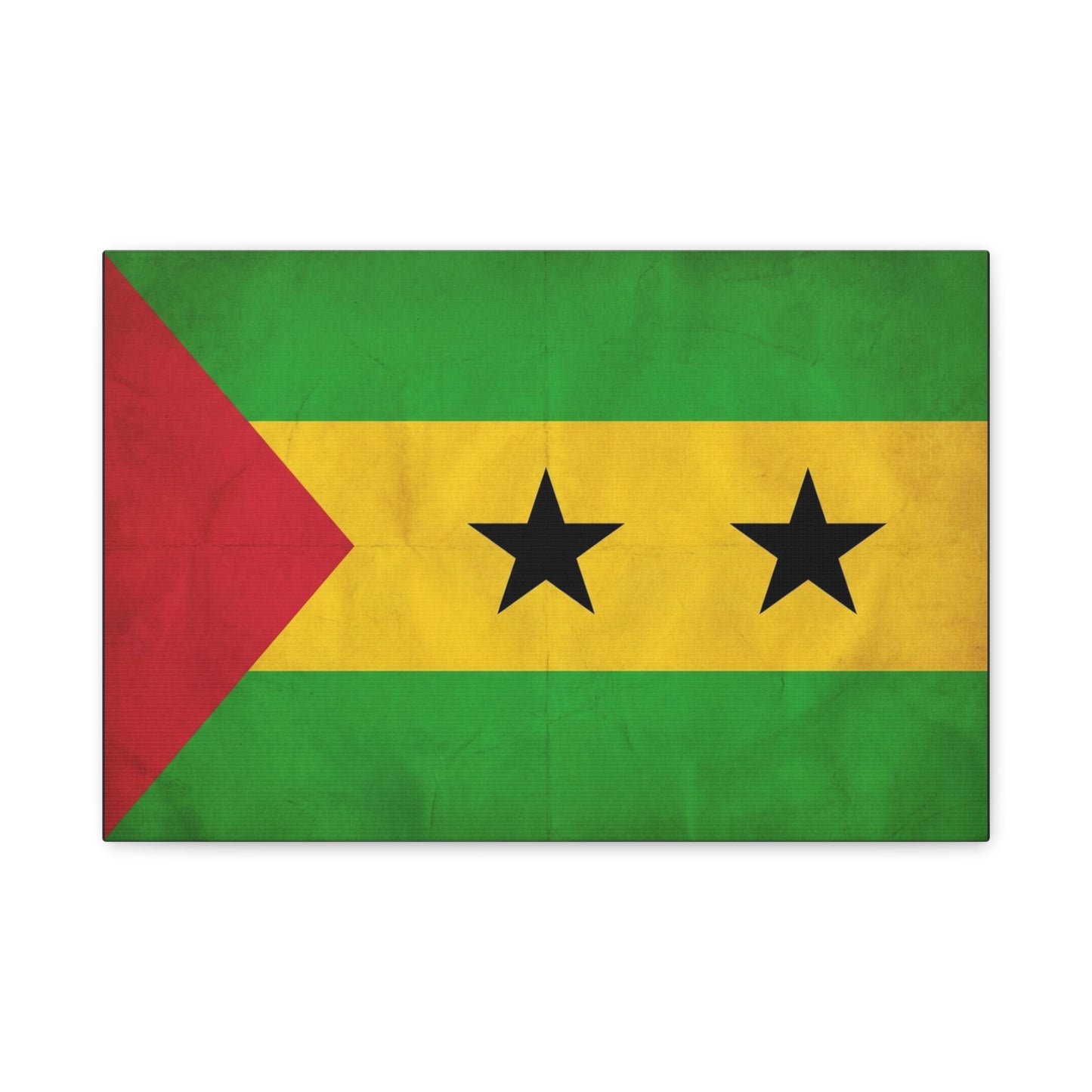 Sao Tome And Principe Flag Canvas Wall Art - National Pride Decor, Vintage Country Banner Print - Green Yellow Red Two Star Design - Living Room Wall Decor - Bedroom Home Decoration - Ready to Hang