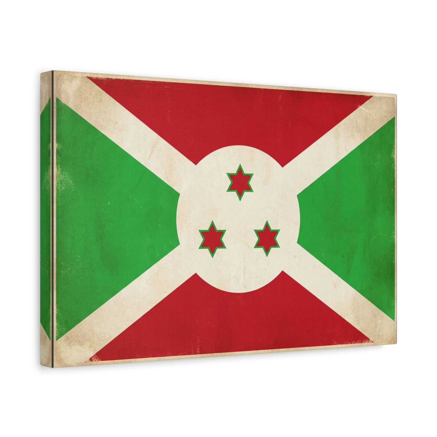 Burundi Flag Canvas Wall Art - Vintage National Banner Print, Patriotic Heritage Decor - Distressed Cotton Look, Traditional Style - Living Room Wall Decor - Modern Farmhouse Style - Ready to Hang