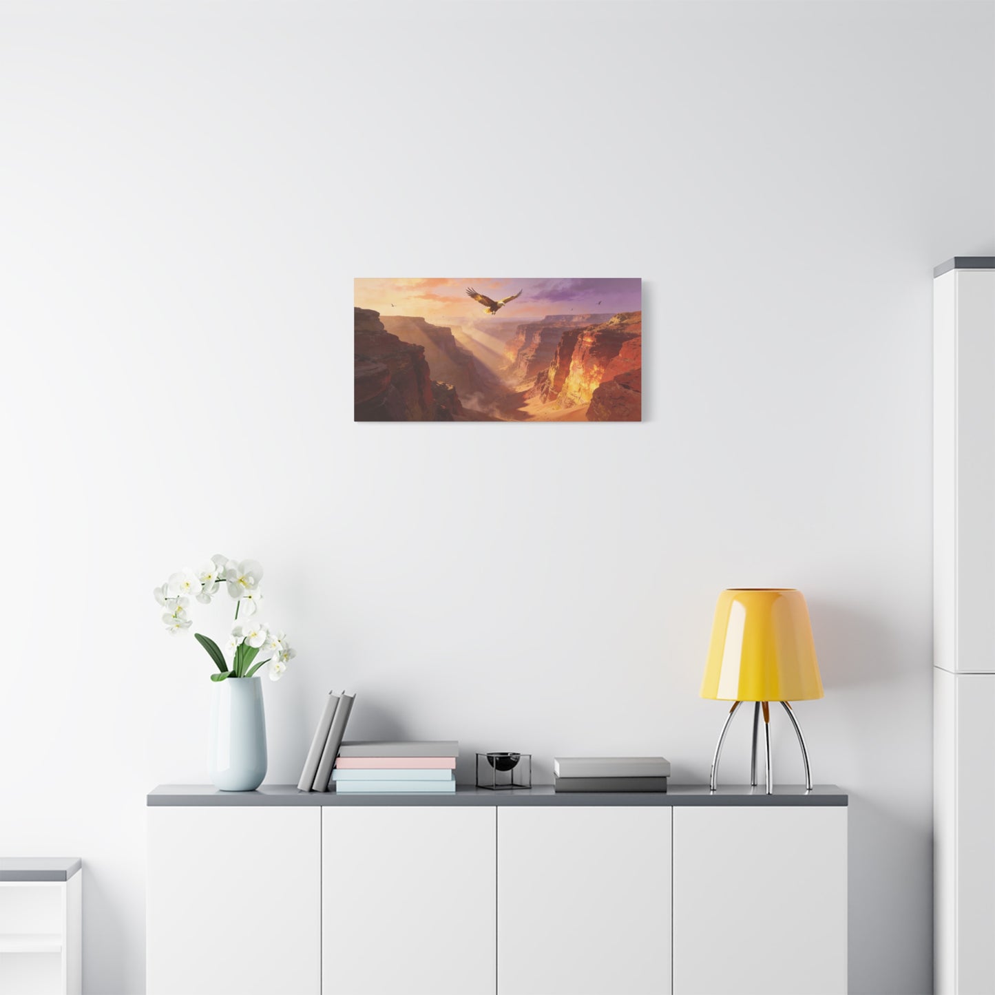 Bald Eagle Canyon Canvas Wall Art - Desert Sunset Cliffs, Golden Light - Matte Cotton Print, Contemporary Landscape - Living Room Wall Decor, Office Art, Entryway Decoration - Bedroom Home Decoration